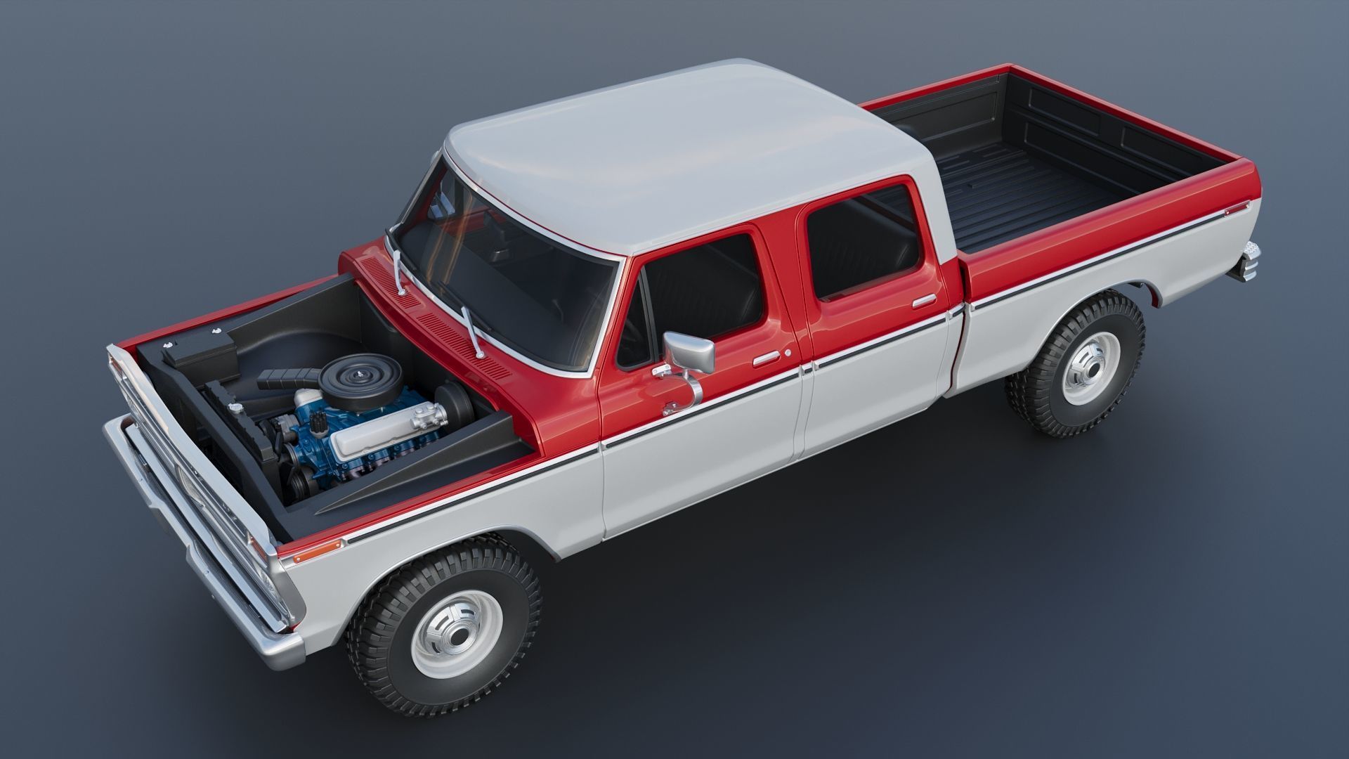 F-250 Crew Cab 1974 3D print model_15