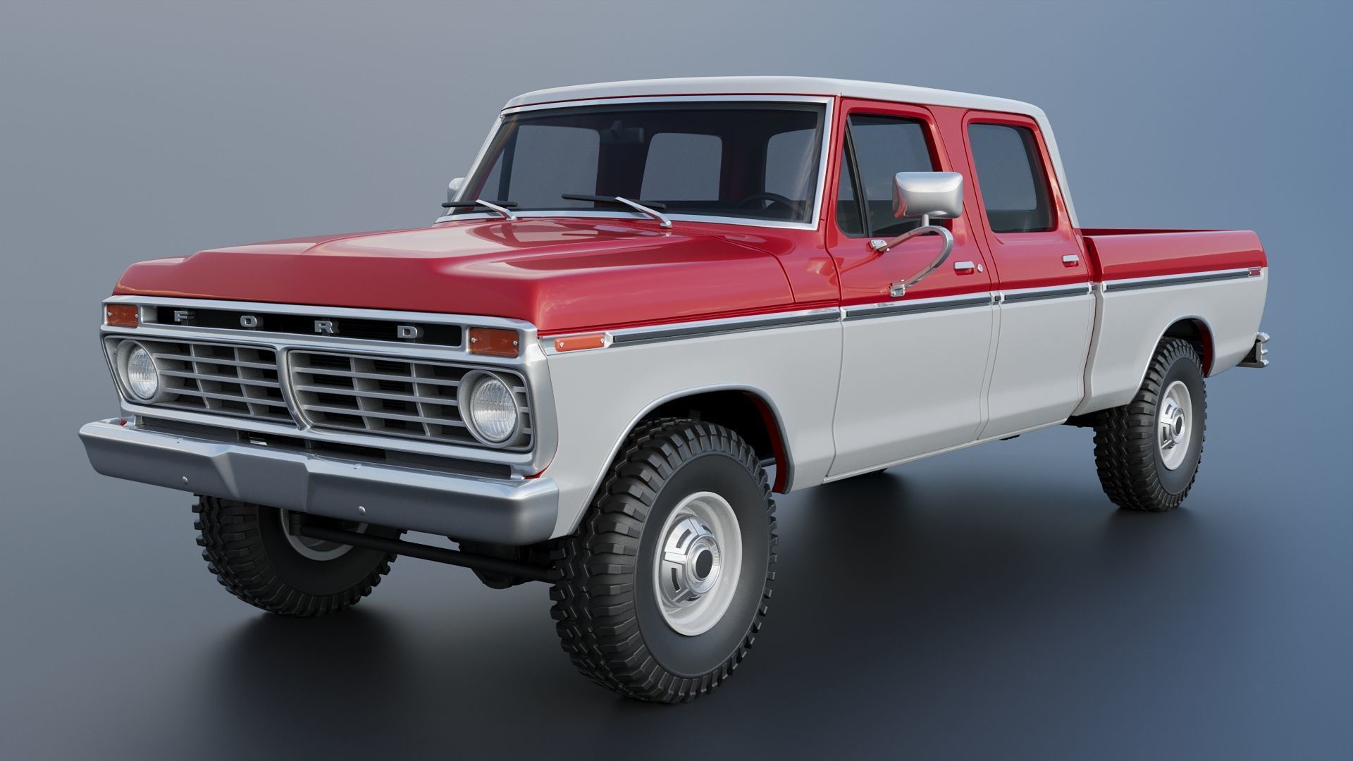 F-250 Crew Cab 1974 3D print model_2