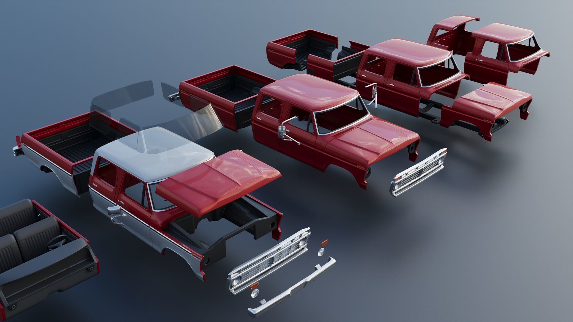 F-250 Crew Cab 1974 3D print model_25