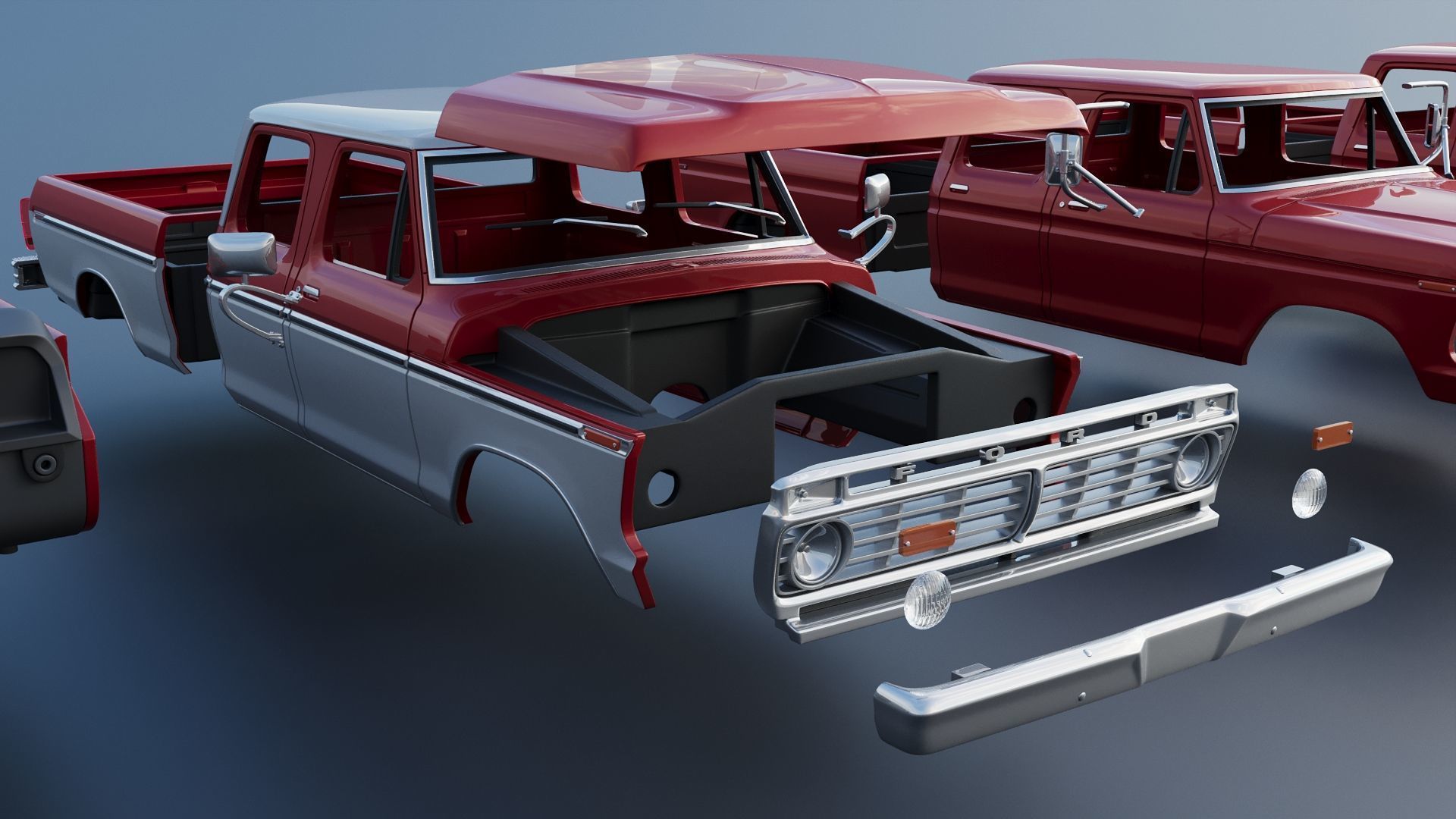 F-250 Crew Cab 1974 3D print model_26