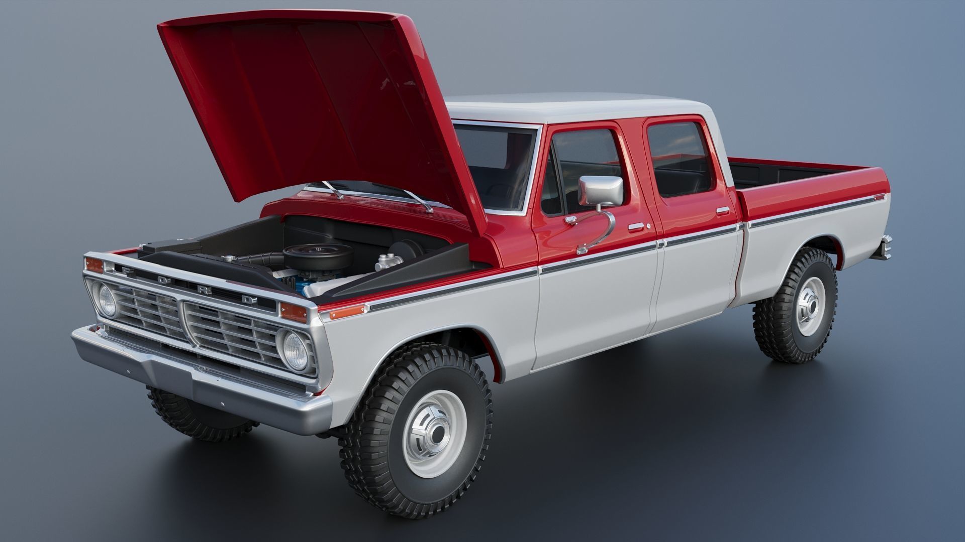 F-250 Crew Cab 1974 3D print model_14