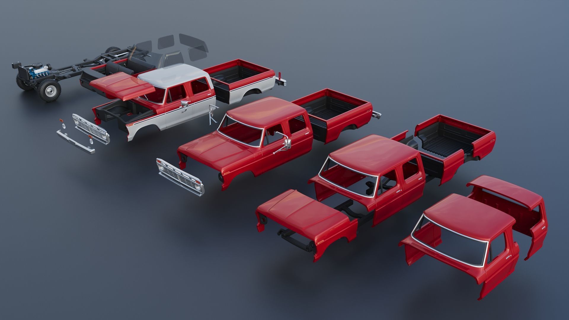 F-250 Crew Cab 1974 3D print model_20