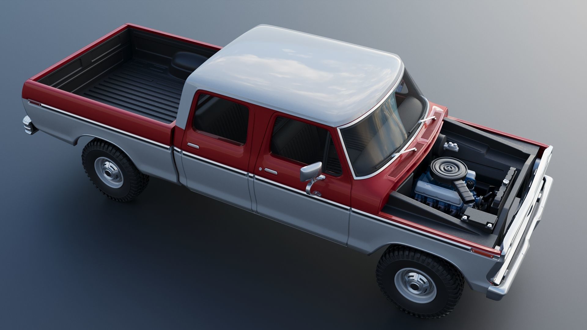 F-250 Crew Cab 1974 3D print model_16
