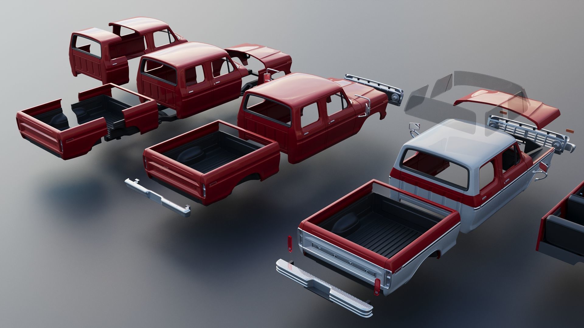 F-250 Crew Cab 1974 3D print model_24