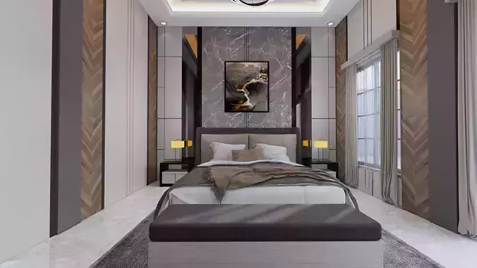 Luxury Modern Interior Design Bedroom with Walking Closet