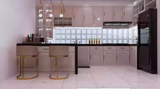 Luxury Kitchen Set design with Mini Bar