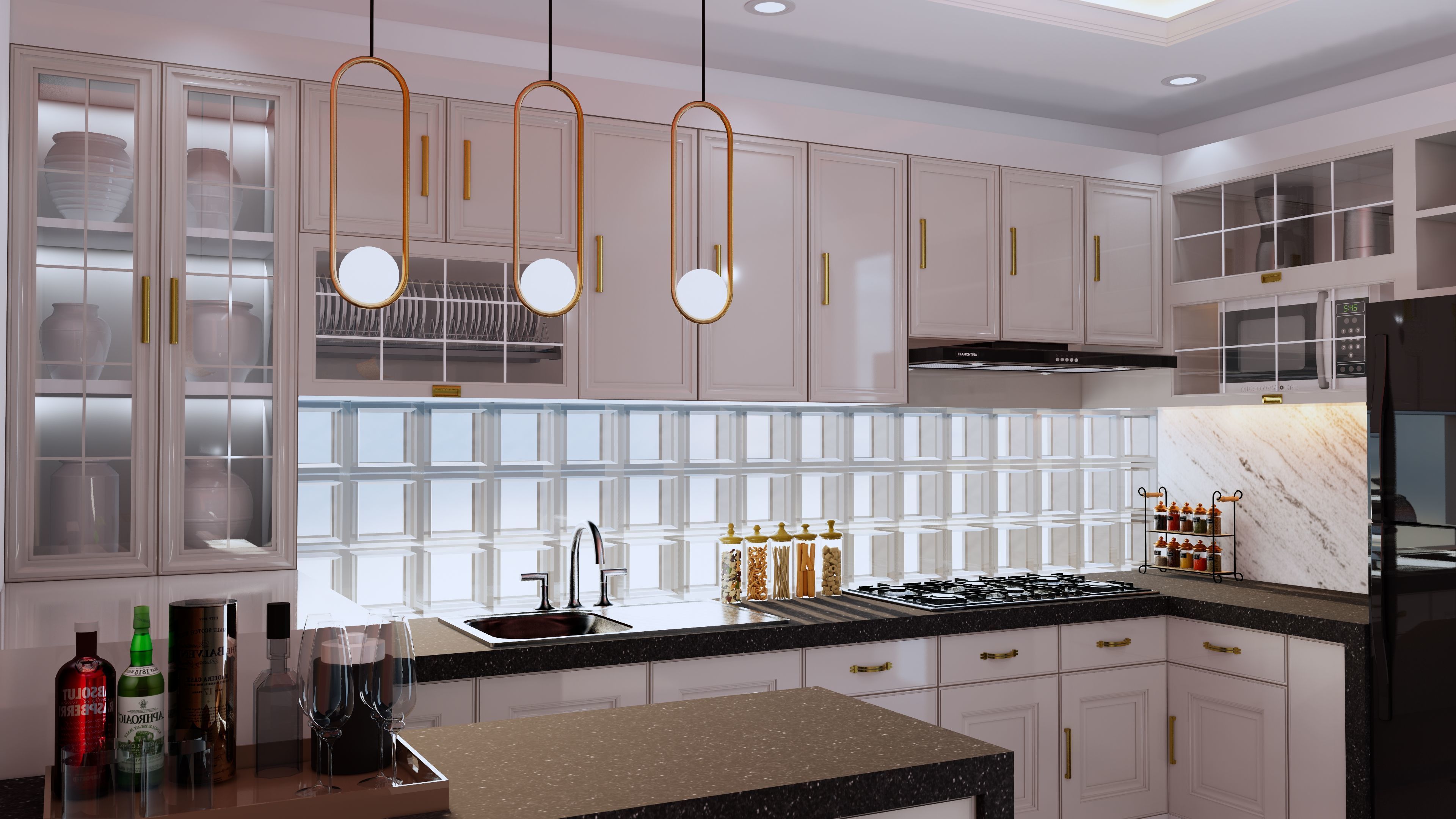 Luxury Kitchen Set design with Mini Bar 3D model_4