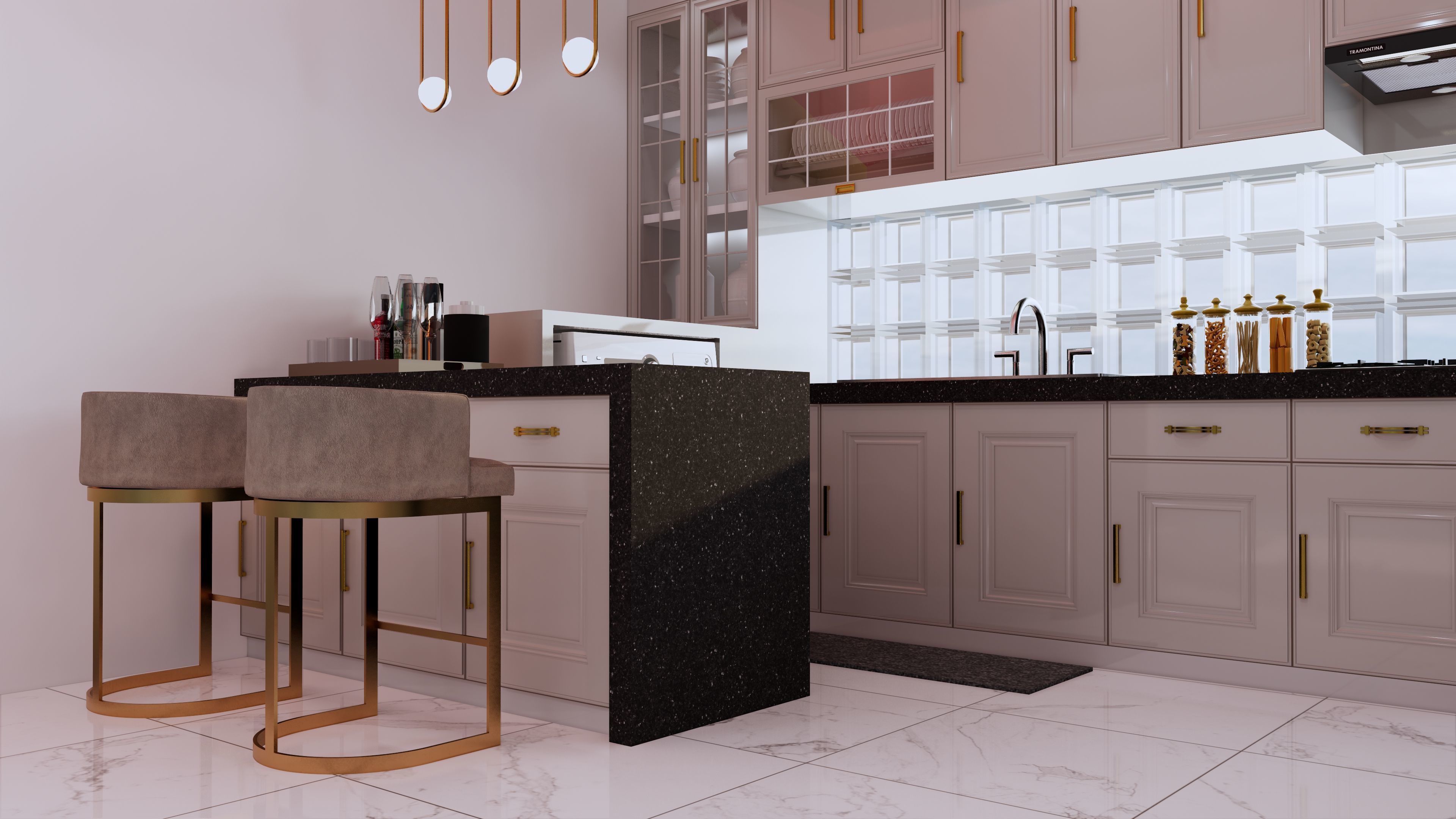 Luxury Kitchen Set design with Mini Bar 3D model_6