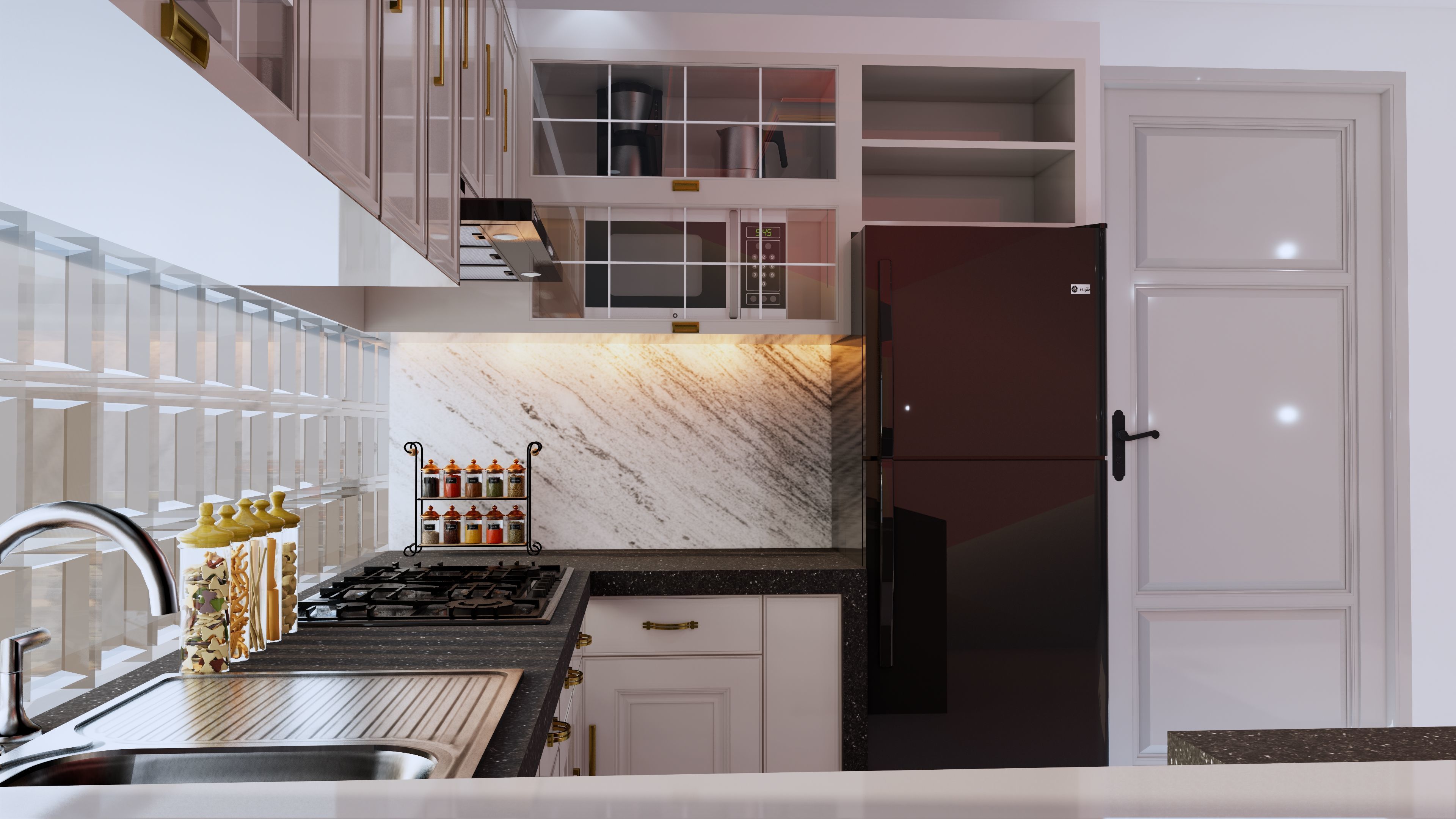 Luxury Kitchen Set design with Mini Bar 3D model_7