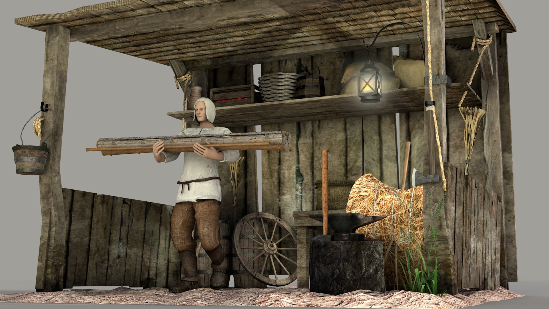 medieval shed 3D model_6
