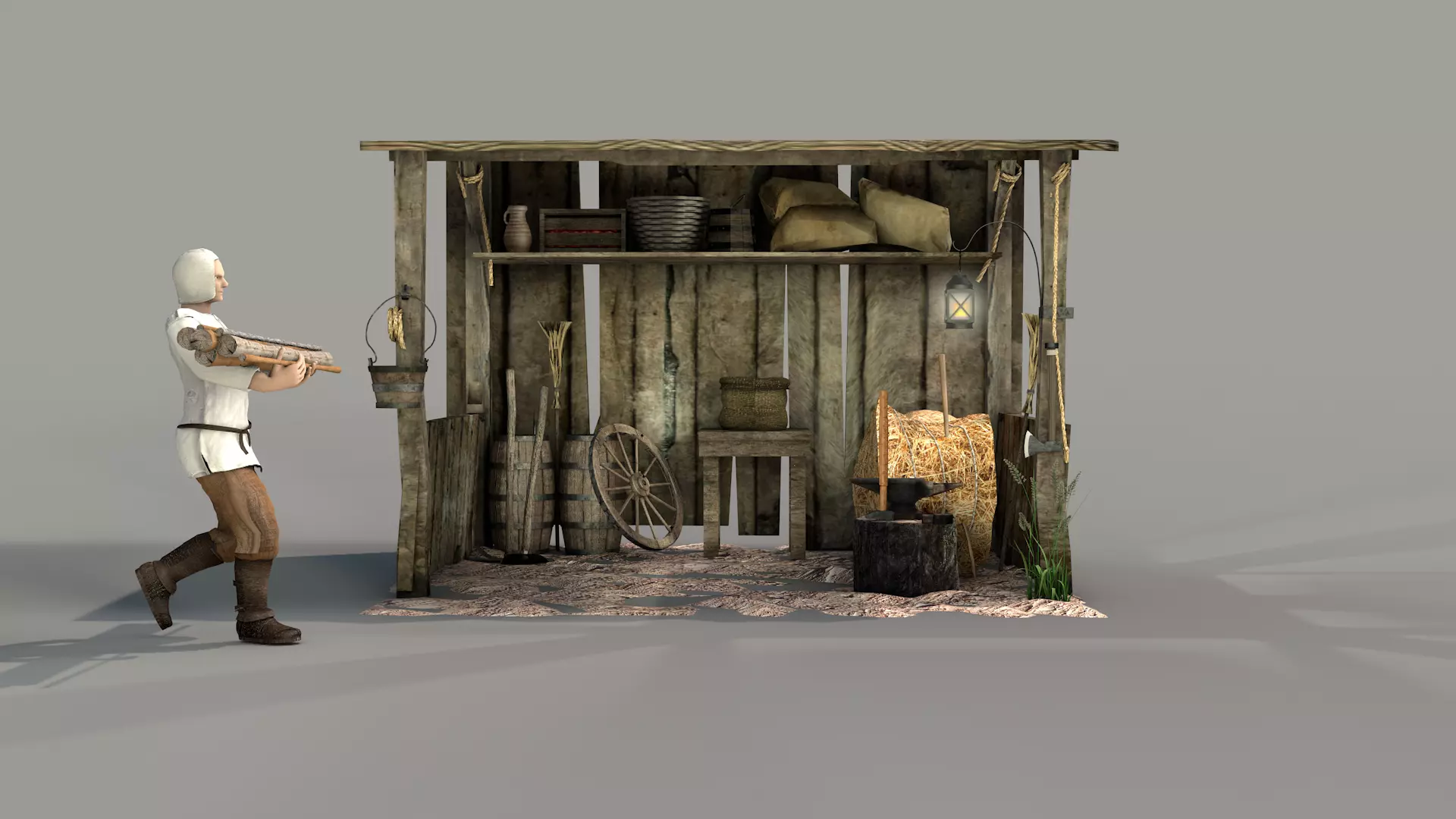 medieval shed 3D model_0