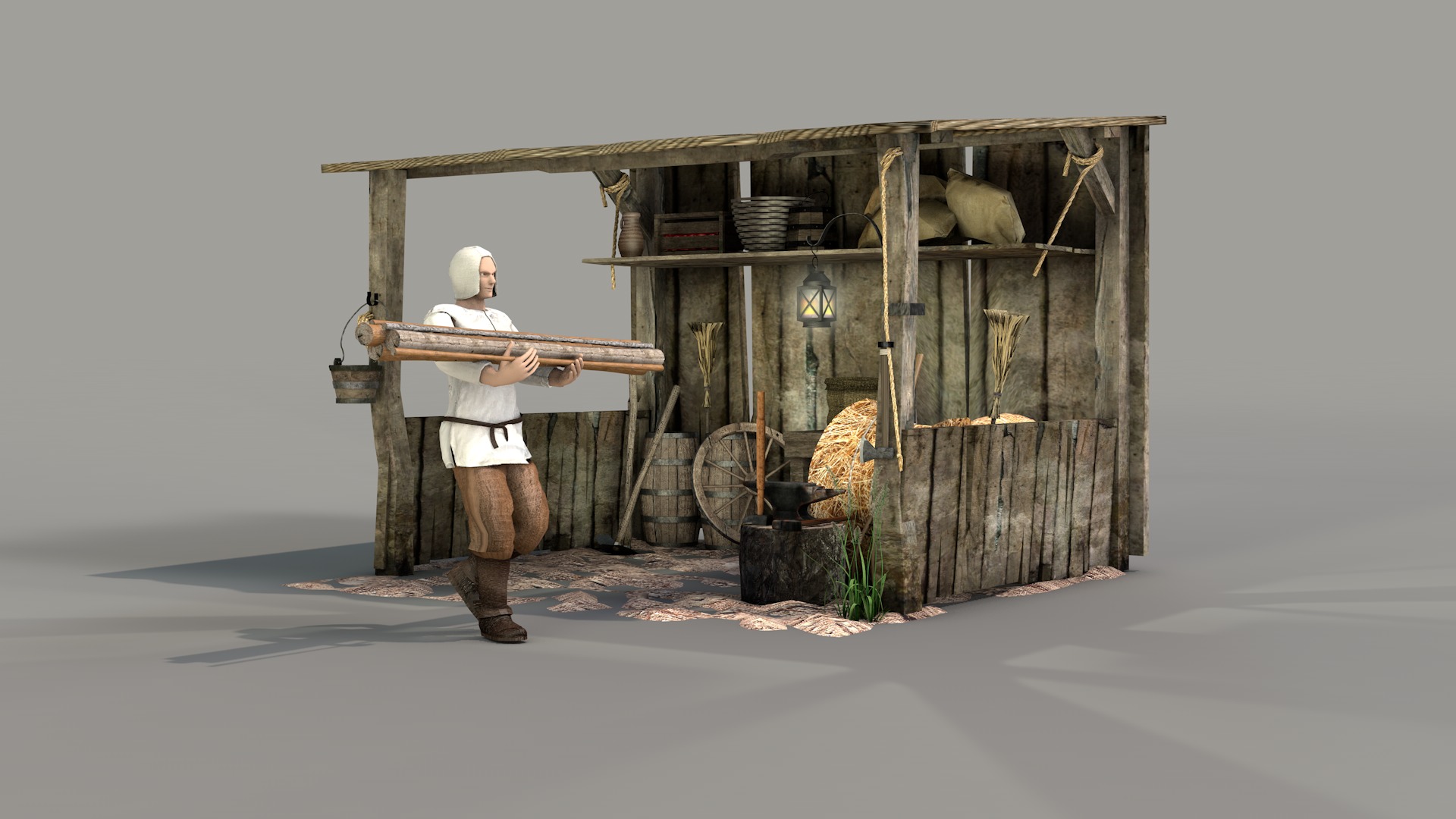 medieval shed 3D model_9