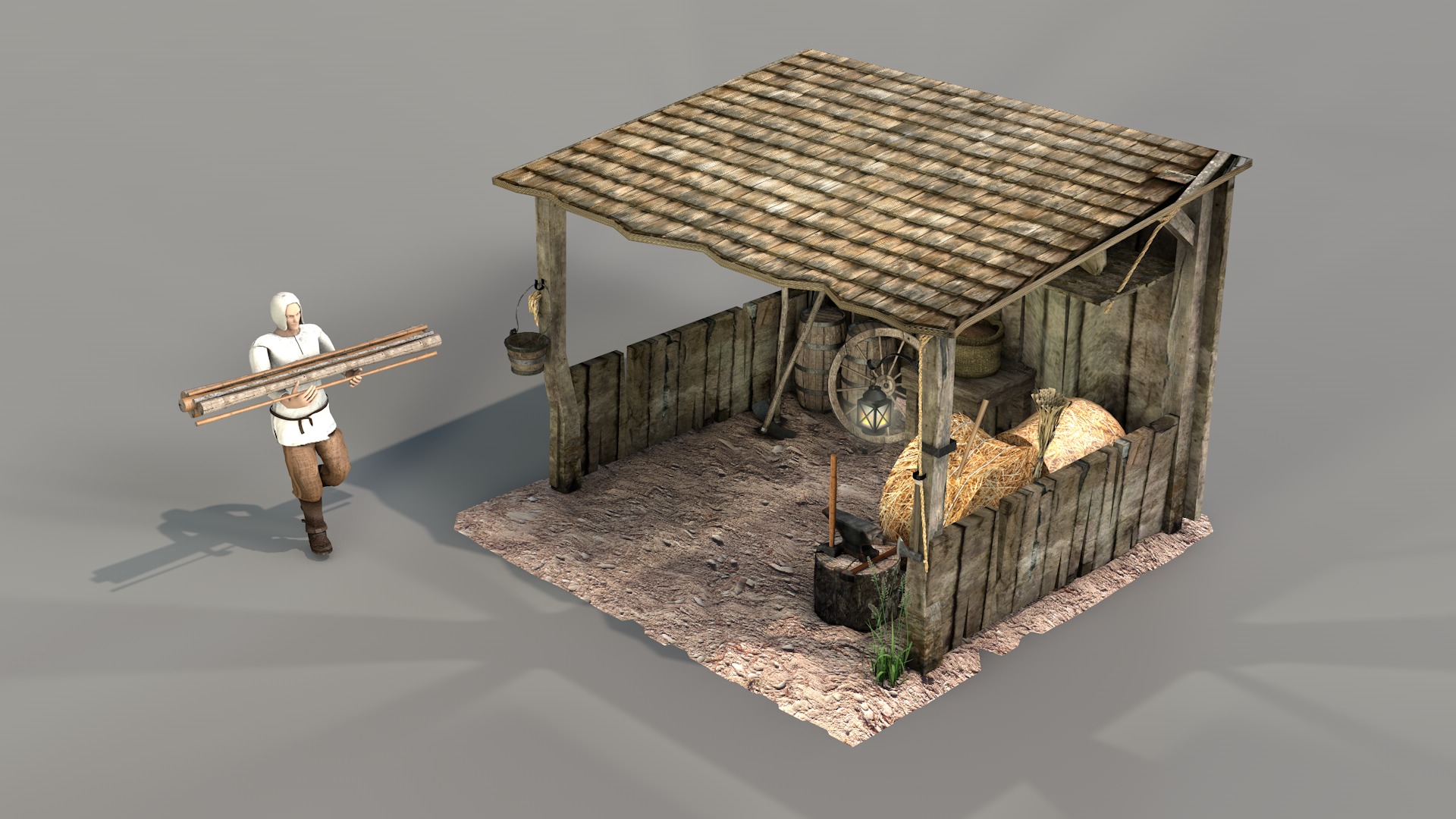 medieval shed 3D model_4