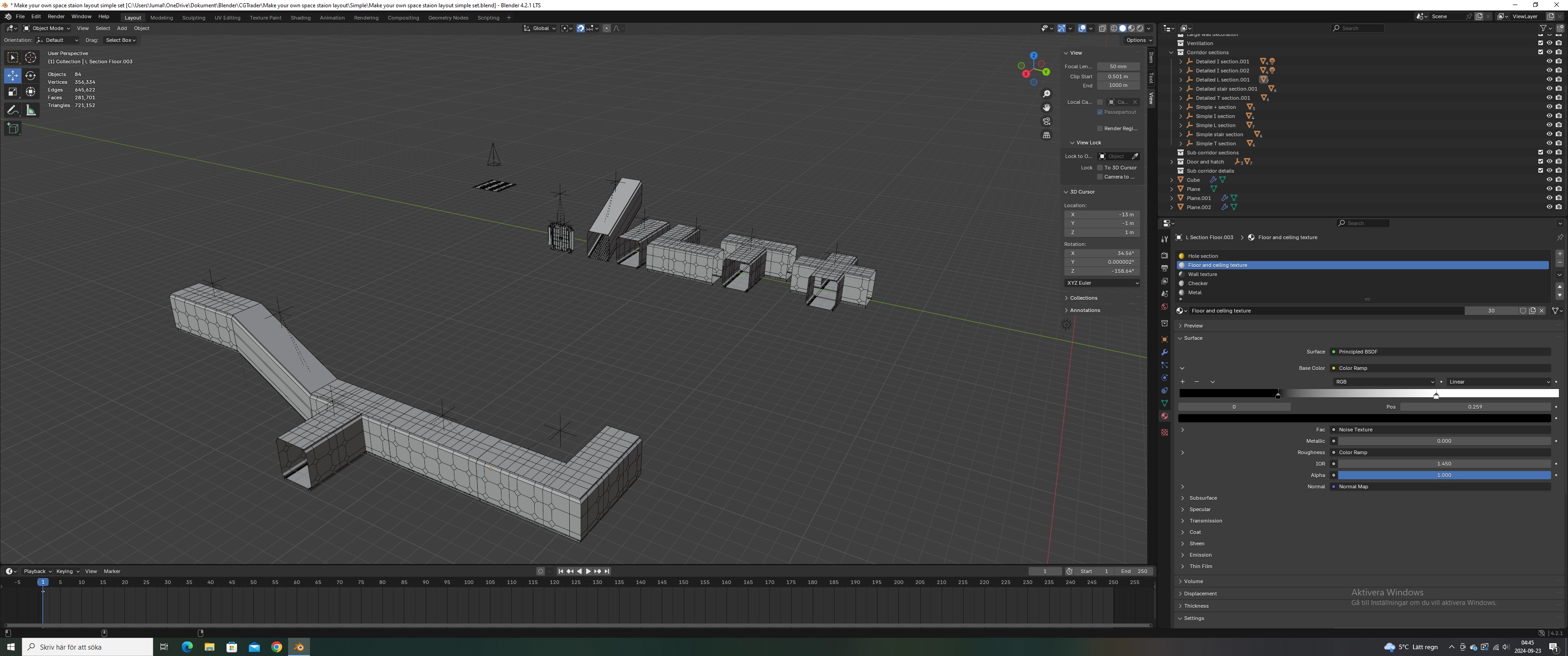 Make your own space station layout - Simple set Low-poly 3D model_4