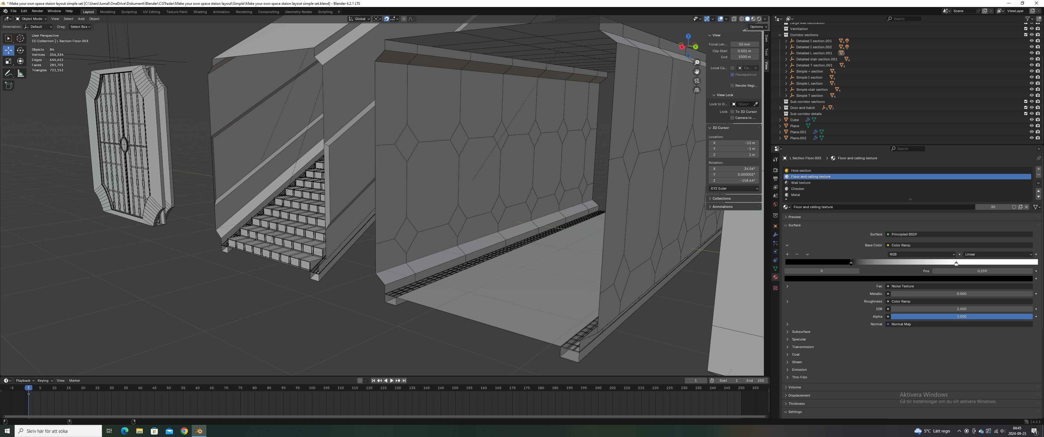 Make your own space station layout - Simple set Low-poly 3D model_5
