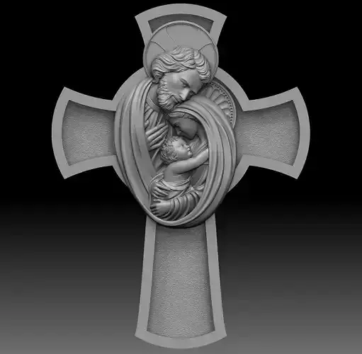 Holy Family Cross Pendant