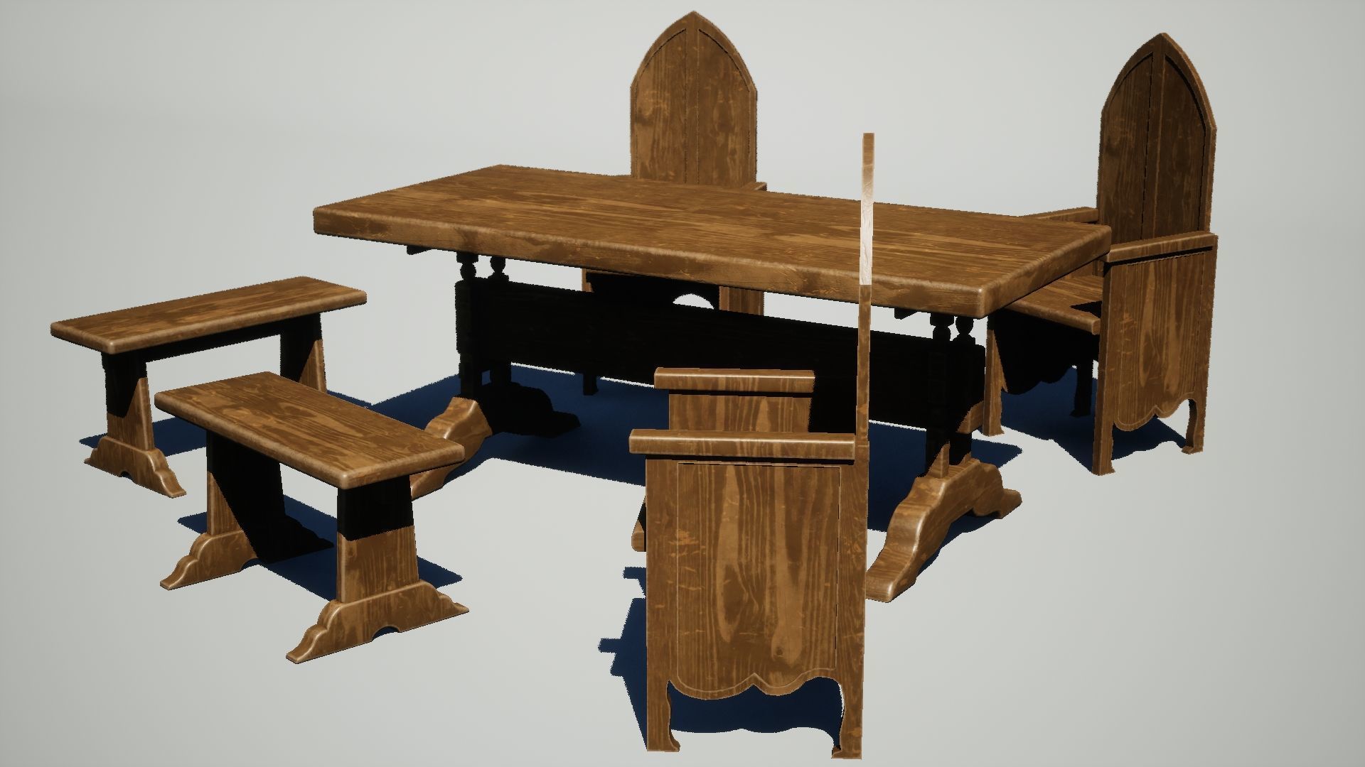 Medieval Table Set Low-poly 3D model_4