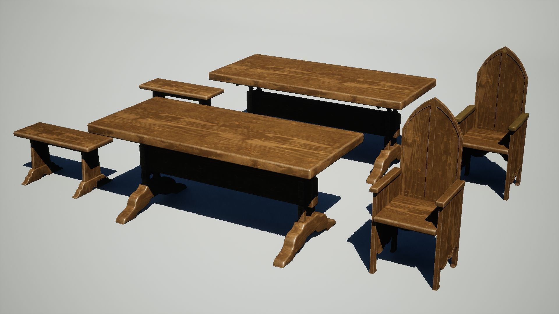 Medieval Table Set Low-poly 3D model_1