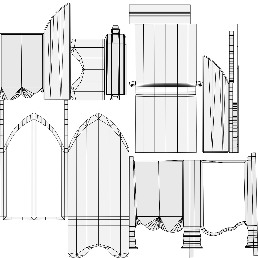 Medieval Table Set Low-poly 3D model_11
