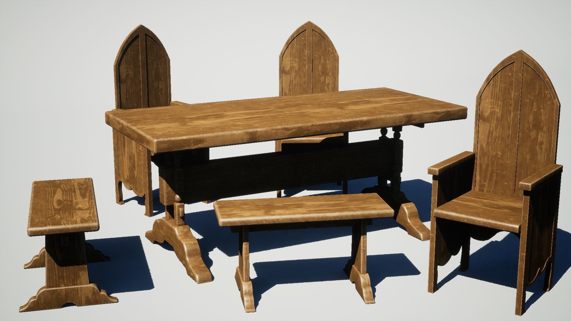 Medieval Table Set Low-poly 3D model_2