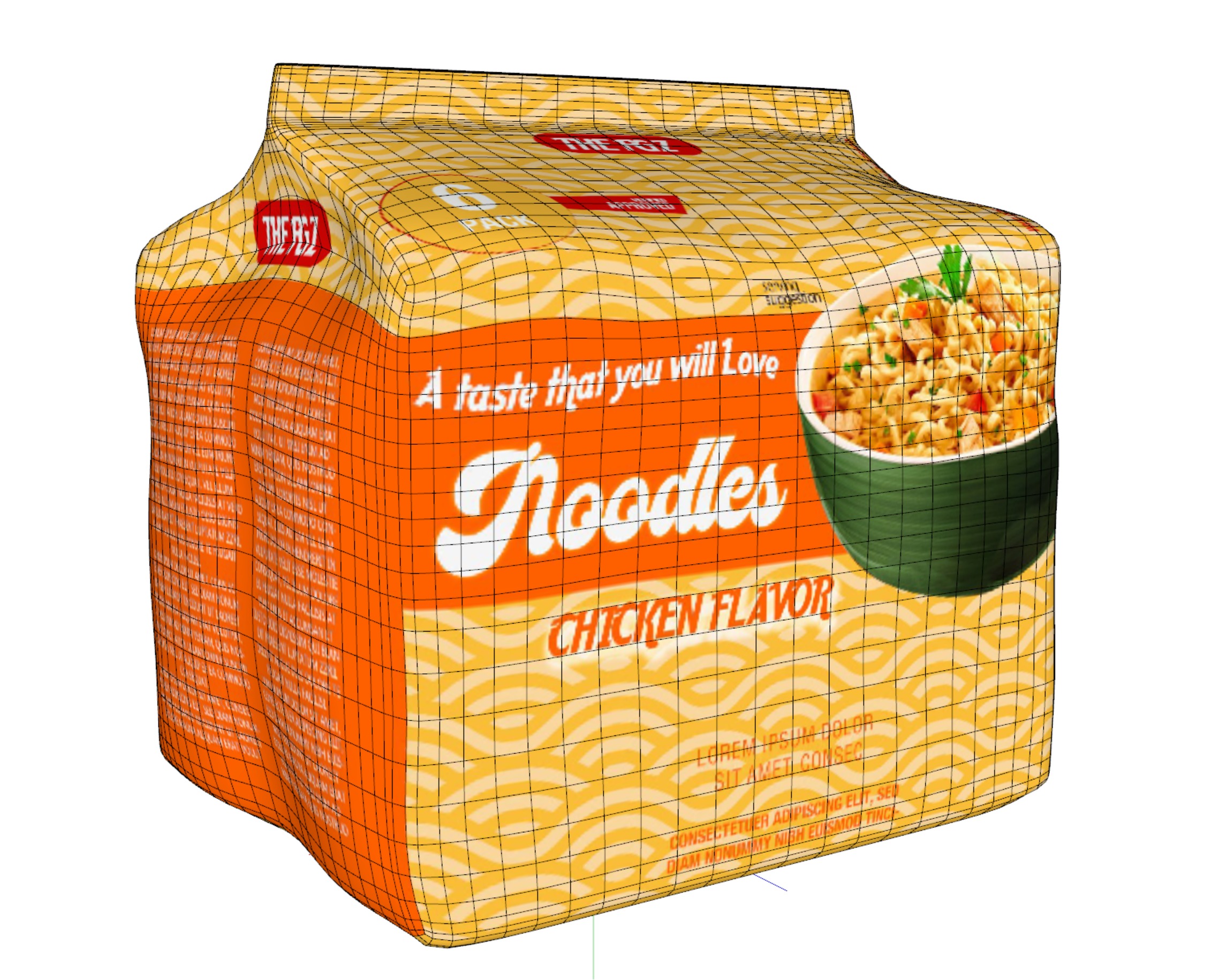 Noodles package Low-poly 3D model_6