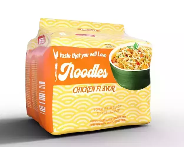  Noodles package Low-poly 3D model