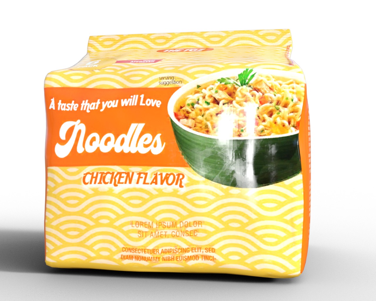 Noodles package Low-poly 3D model_1