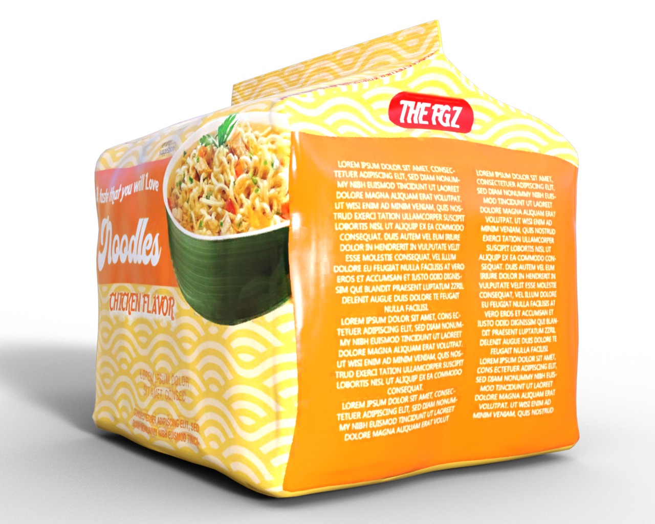 Noodles package Low-poly 3D model_2