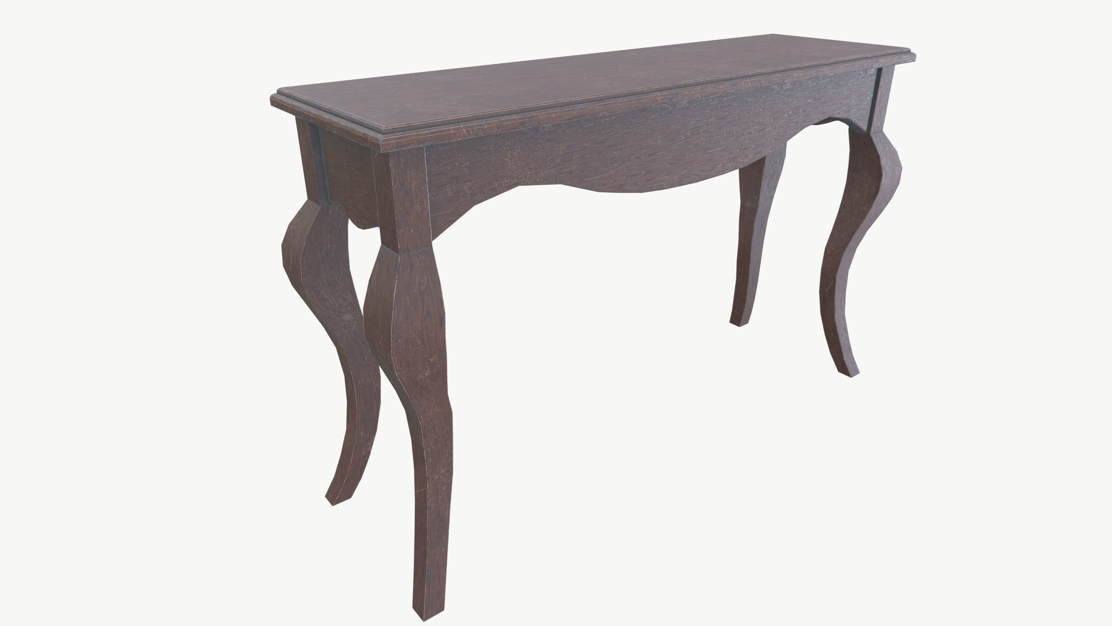Wooden Desk Side Dressing Table Low-poly 3D model_5