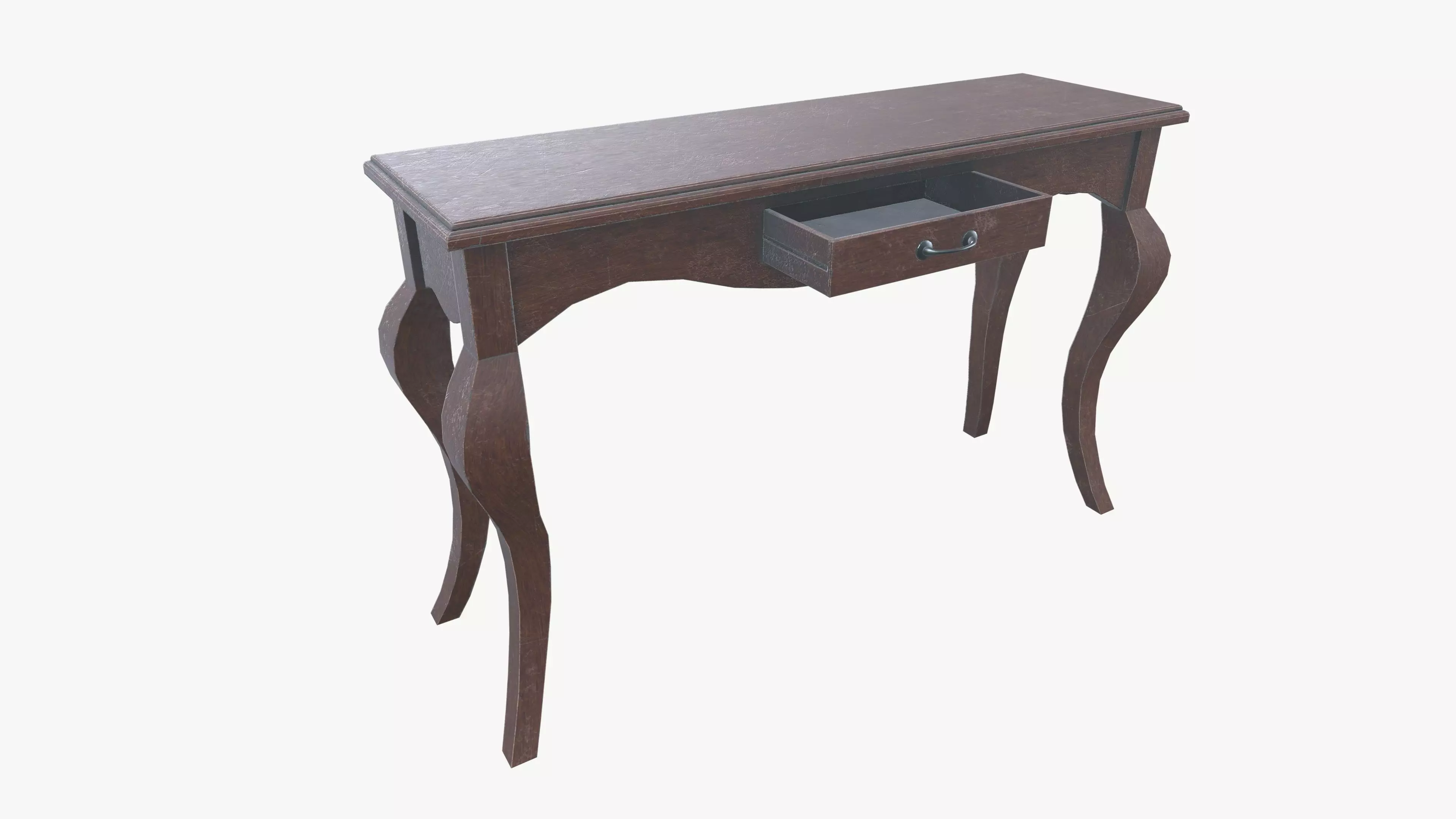 Wooden Desk Side Dressing Table Low-poly 3D model_0