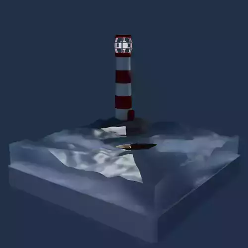 a lighthouse on a rock surrounded by water