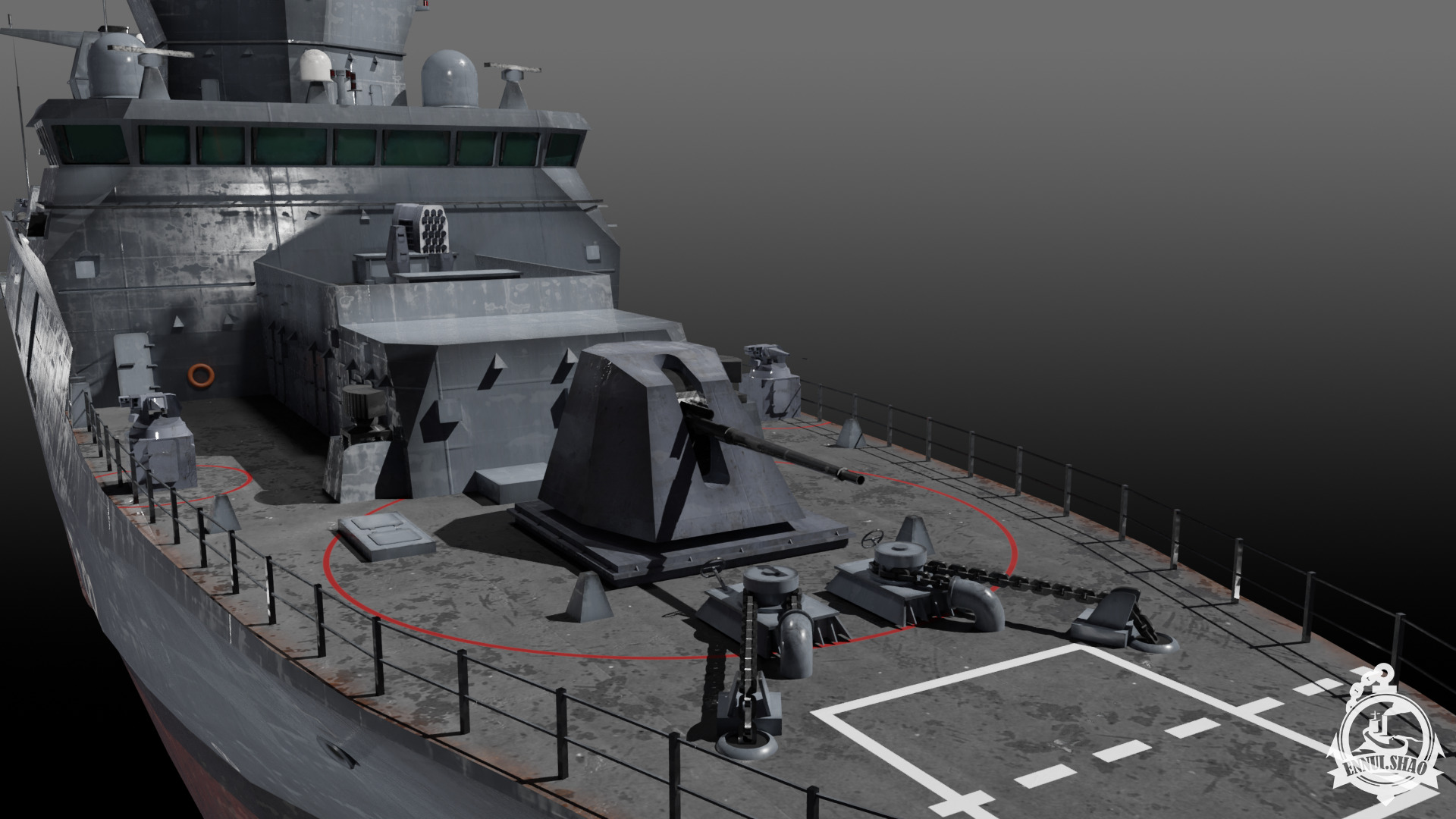 F125 Baden Wuerttemberg class frigate game ready Low-poly 3D model_7