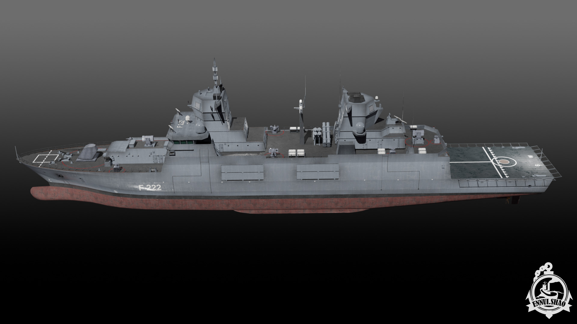 F125 Baden Wuerttemberg class frigate game ready Low-poly 3D model_6