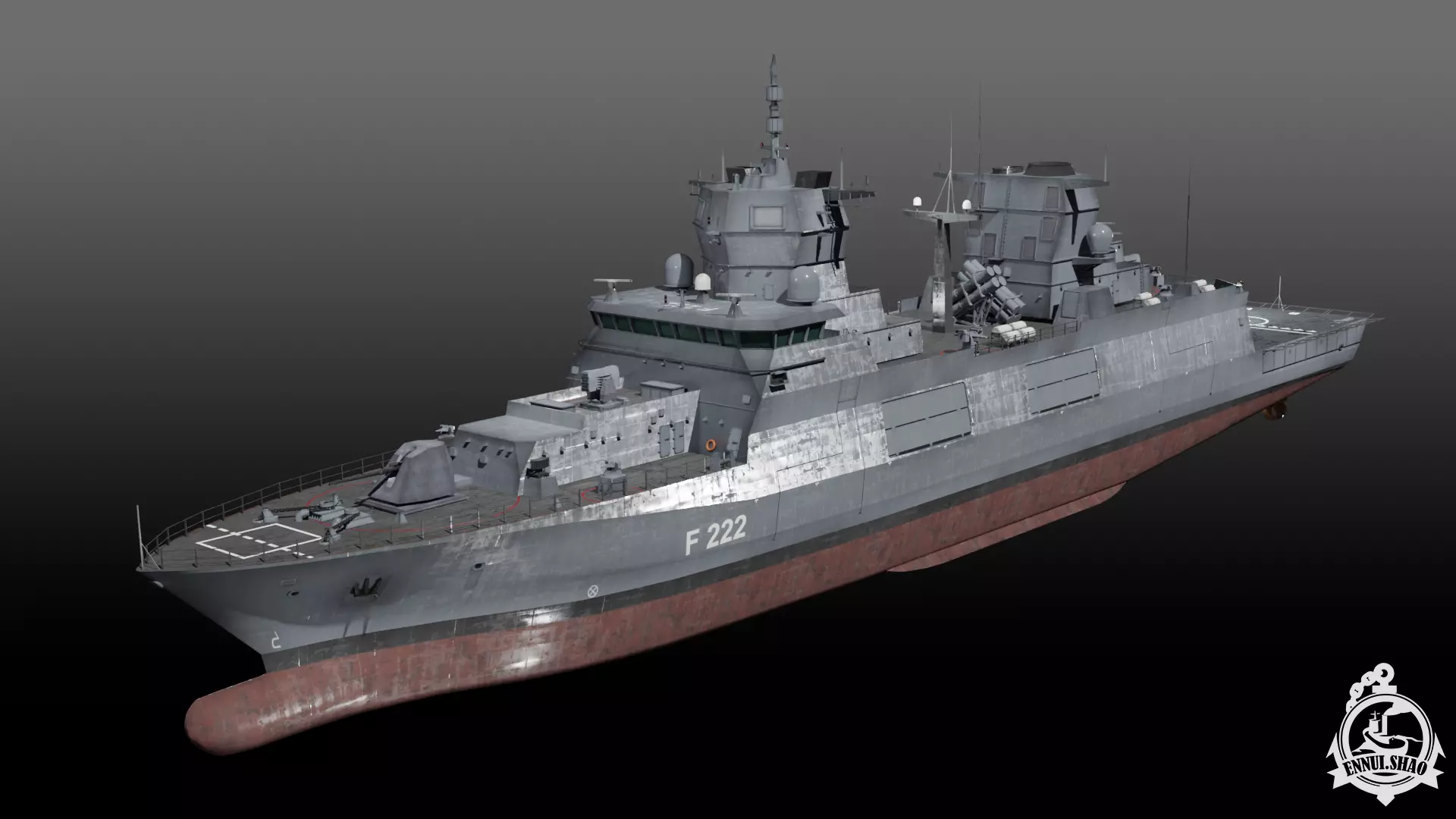 F125 Baden Wuerttemberg class frigate game ready Low-poly 3D model_0