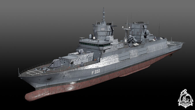 F125 Baden Wuerttemberg class frigate game ready Low-poly 3D model