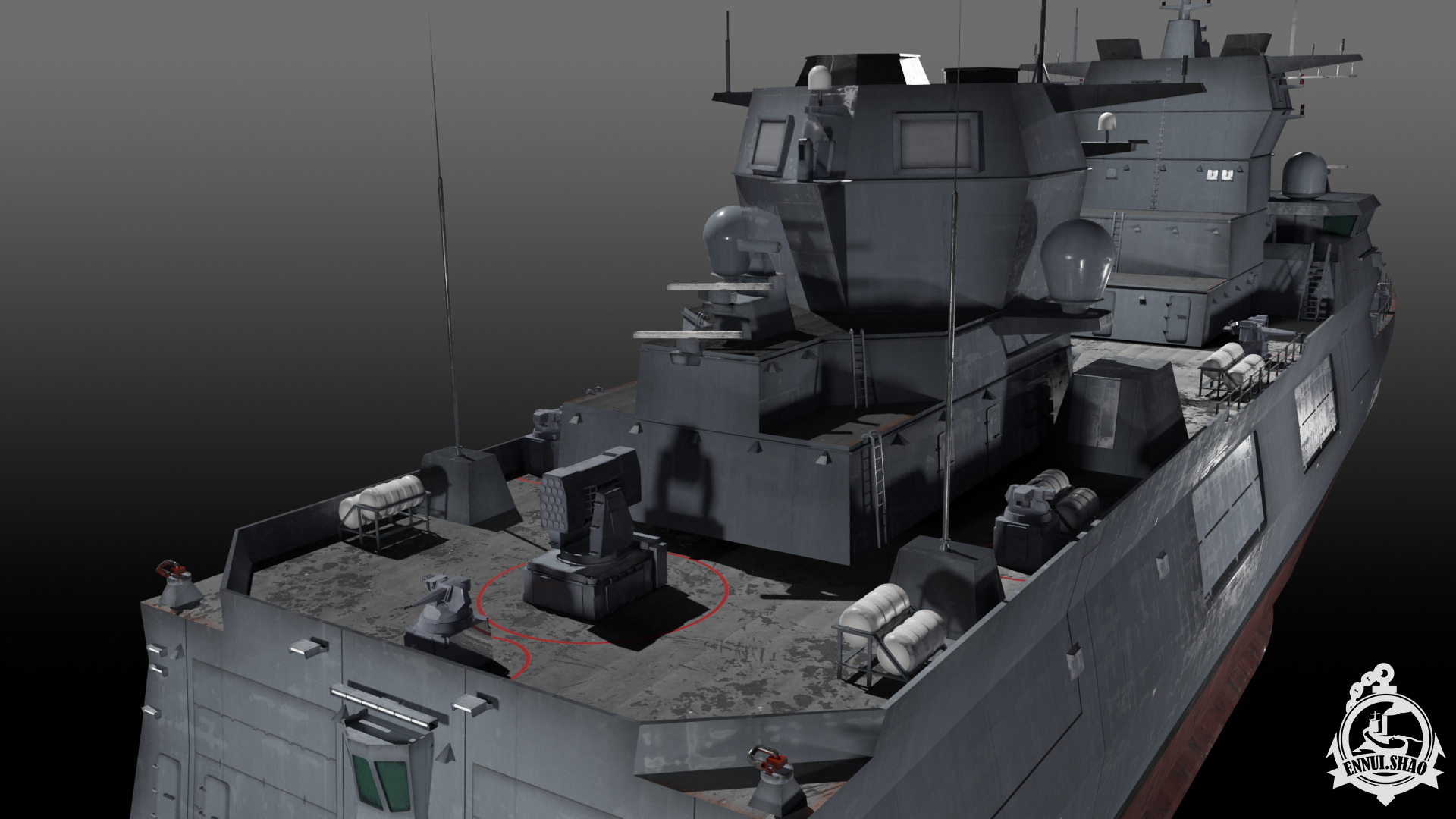 F125 Baden Wuerttemberg class frigate game ready Low-poly 3D model_9