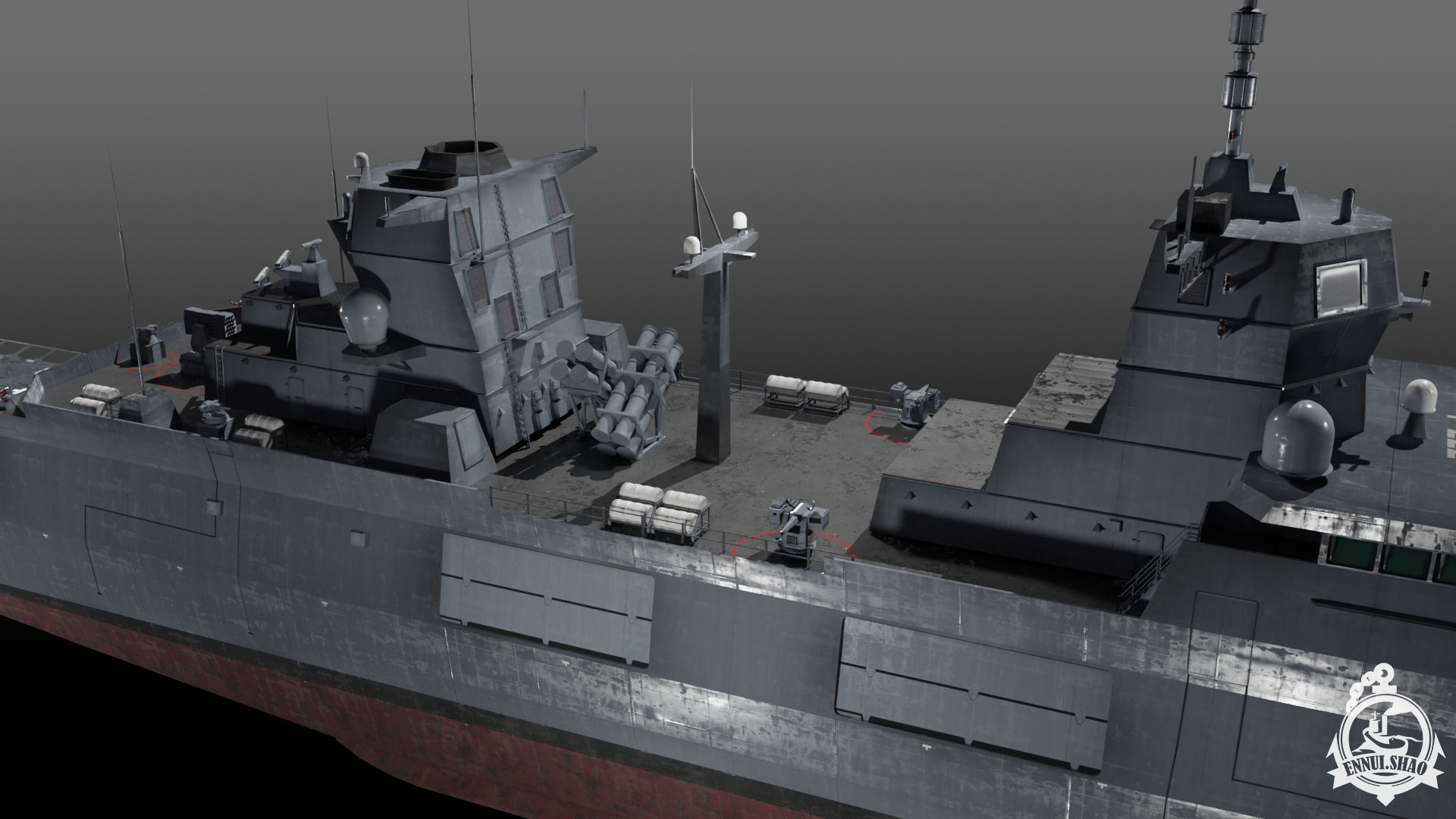 F125 Baden Wuerttemberg class frigate game ready Low-poly 3D model_8