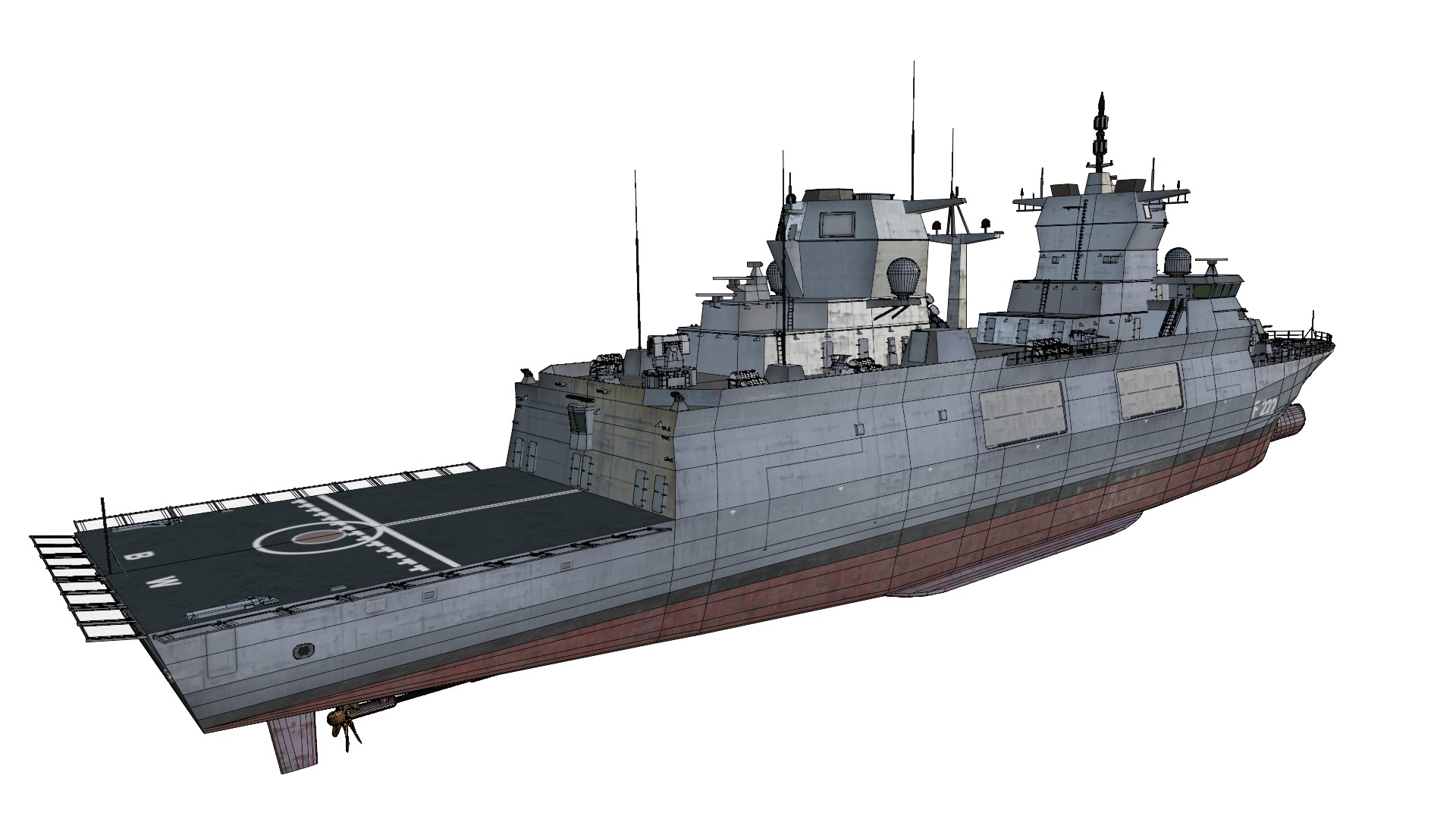F125 Baden Wuerttemberg class frigate game ready Low-poly 3D model_10