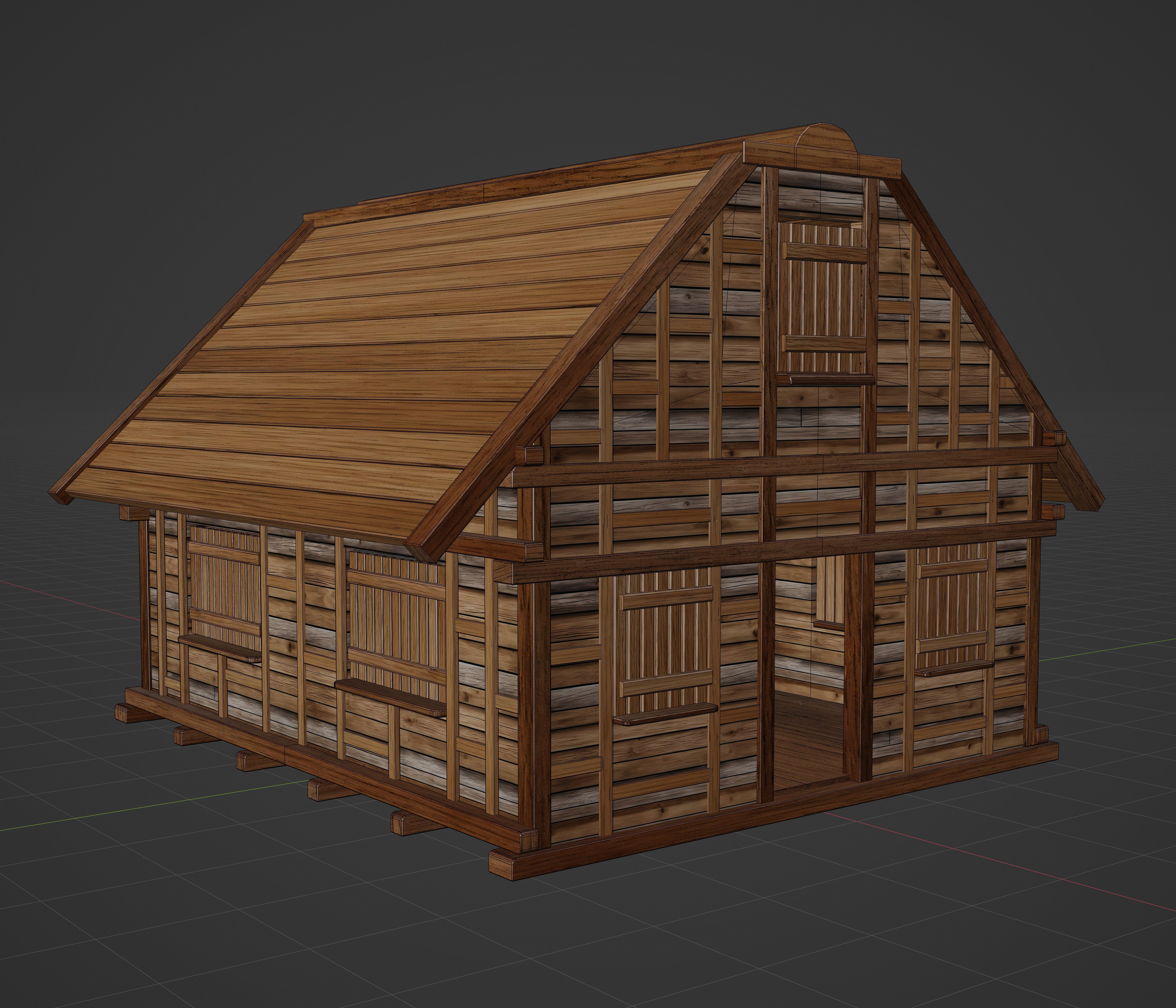 Medieval House 02 realistic 3D model Low-poly 3D model_5