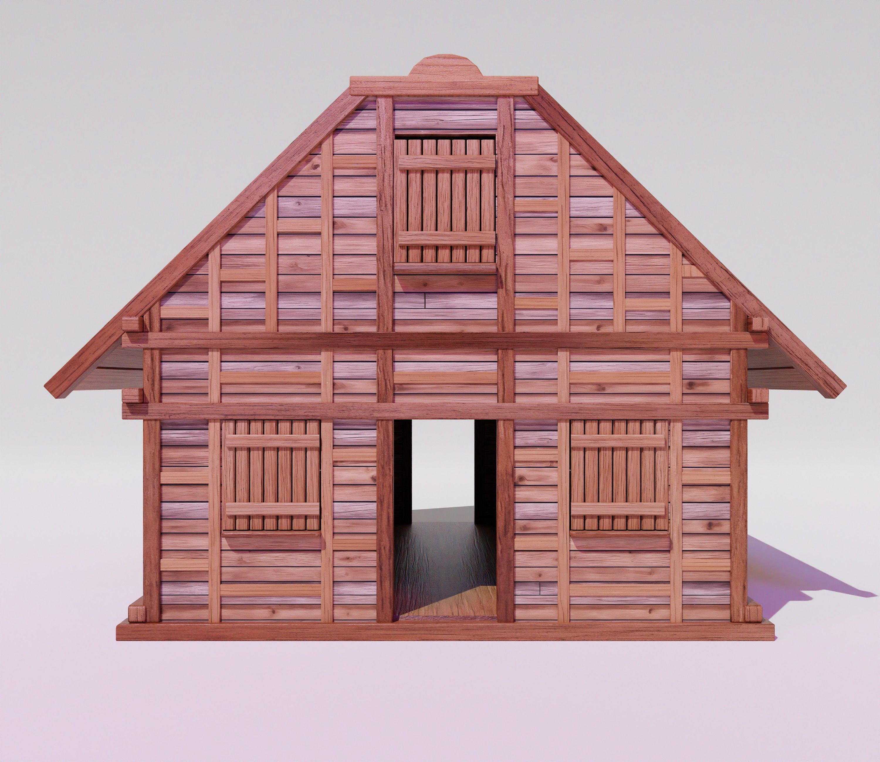 Medieval House 02 realistic 3D model Low-poly 3D model_1