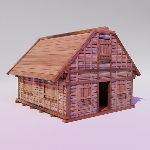 Medieval House 02 realistic 3D model Low-poly 3D model
