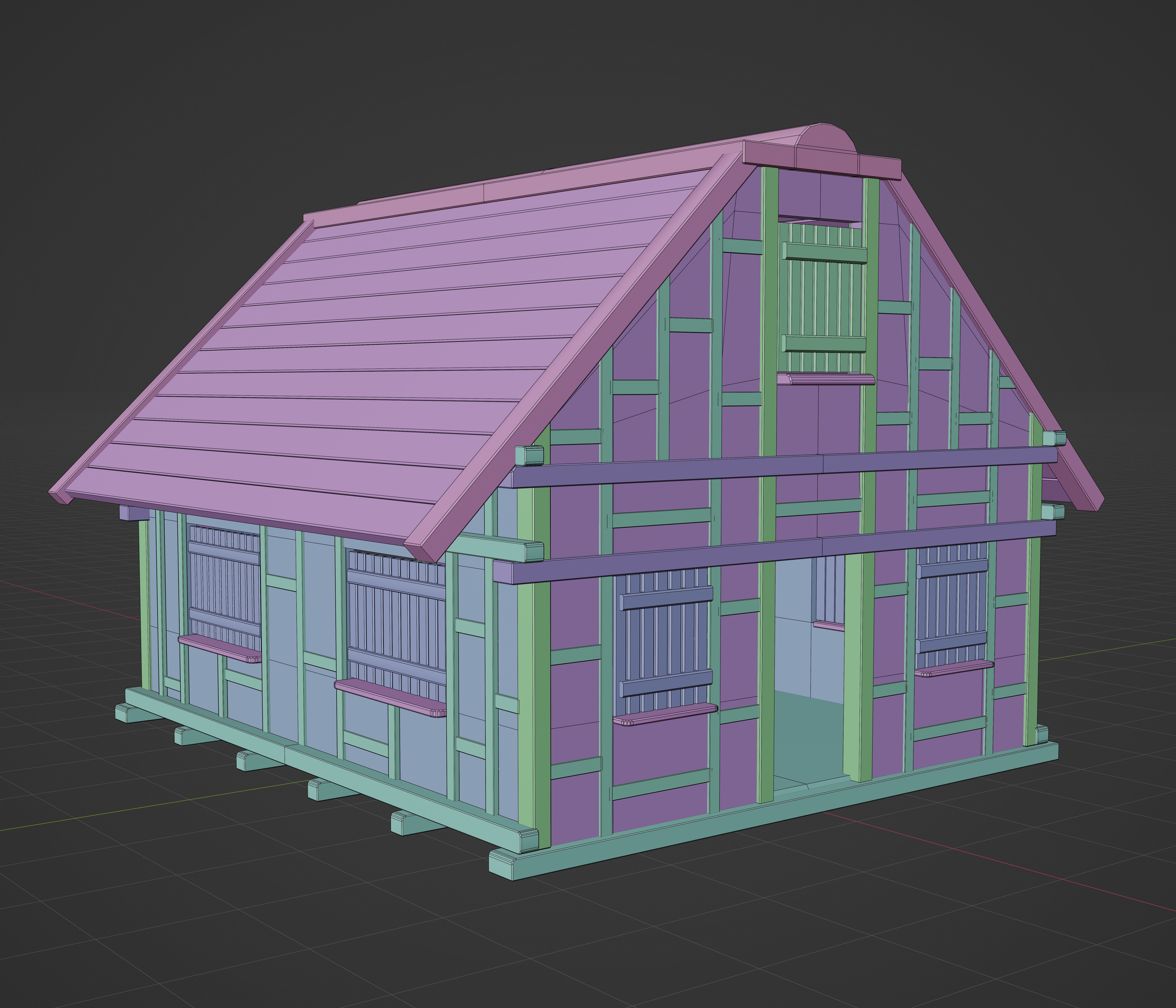 Medieval House 02 realistic 3D model Low-poly 3D model_4