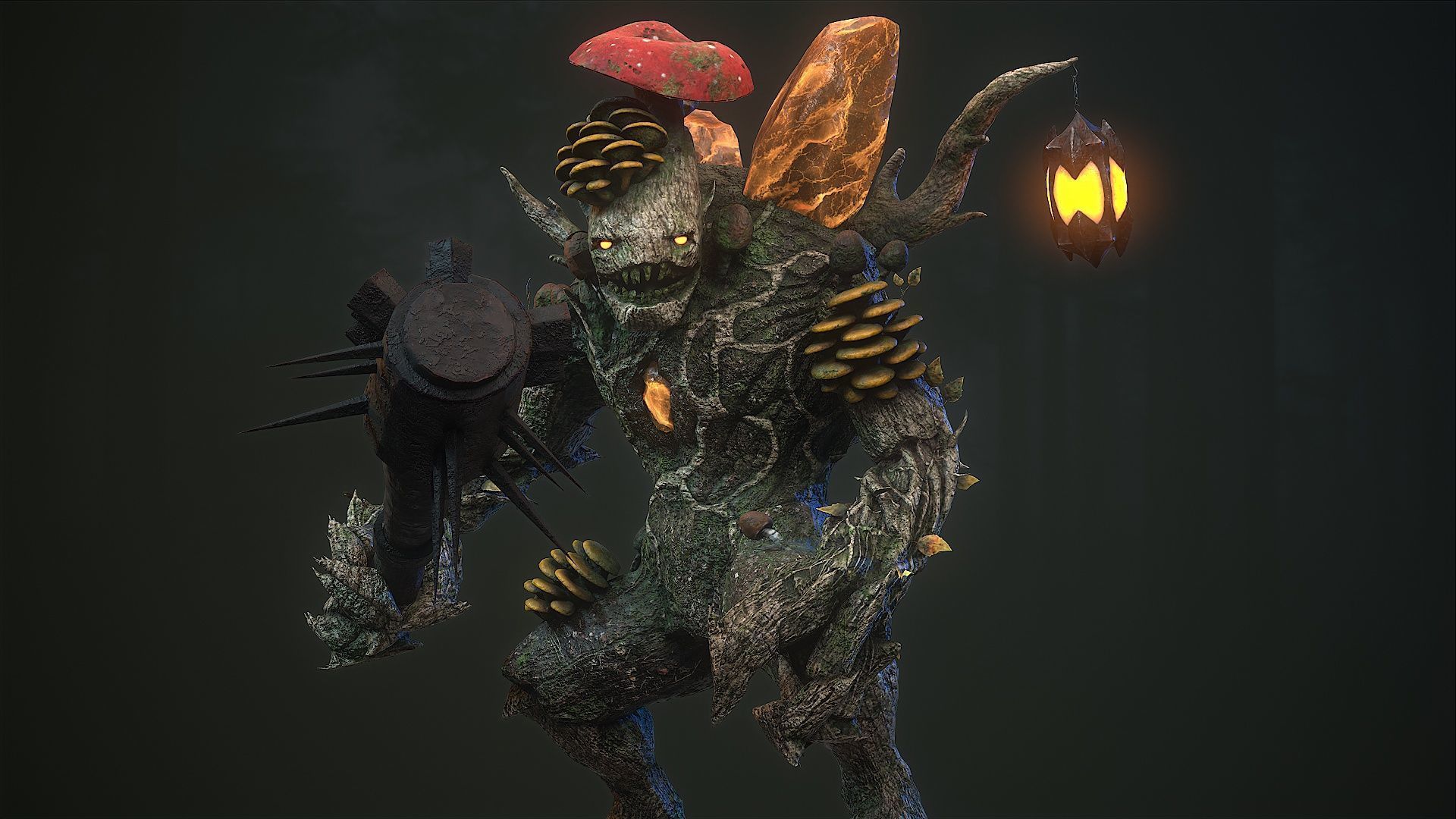 Mushroom monster 5 Low-poly 3D model_4