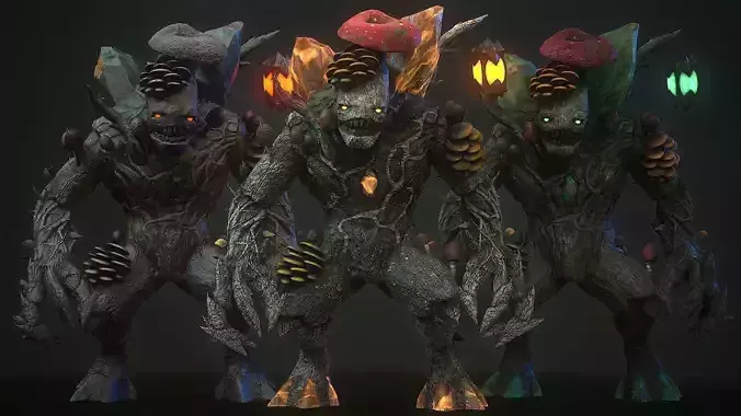 Mushroom monster 5 Low-poly 3D model