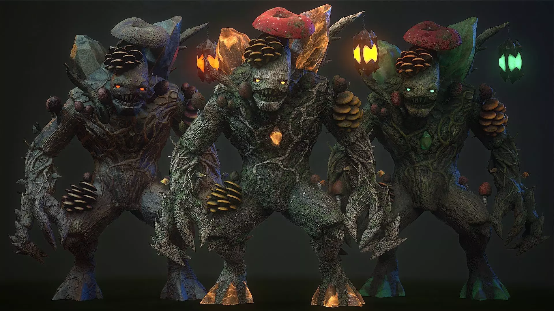 Mushroom monster 5 Low-poly 3D model_0