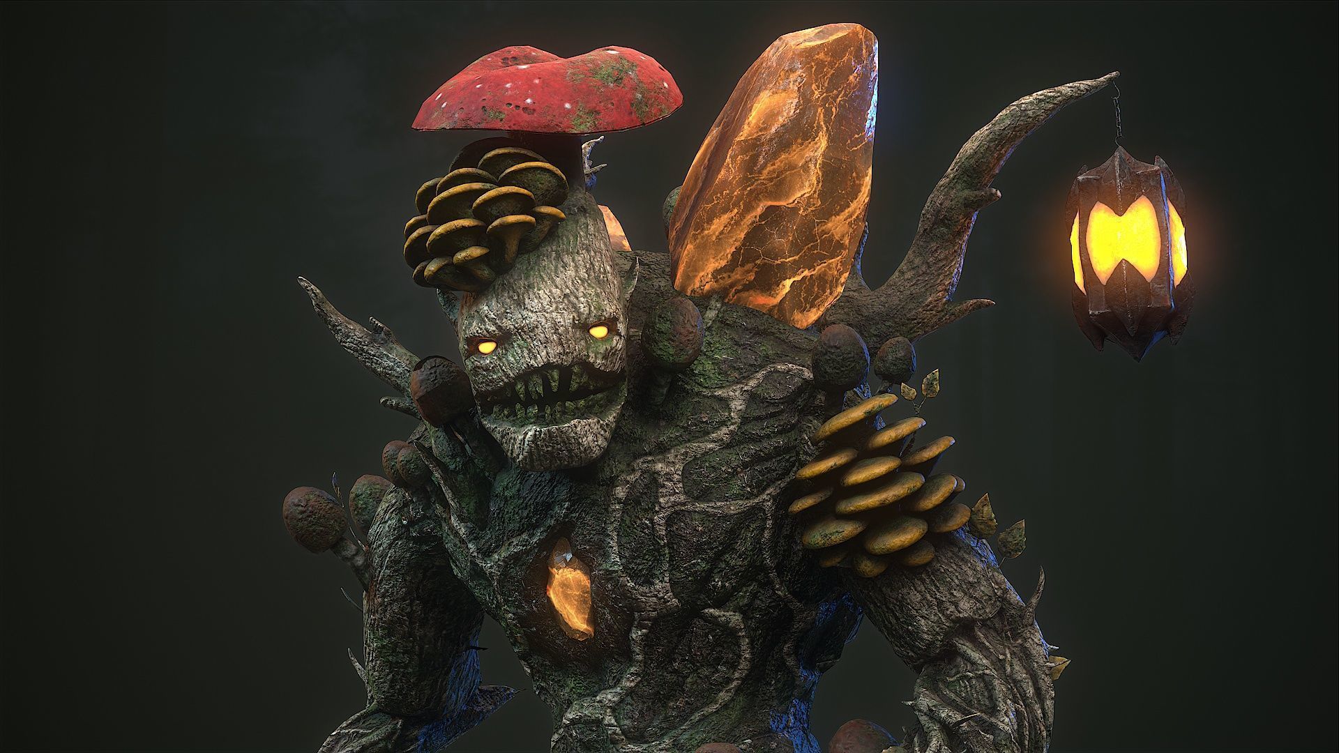 Mushroom monster 5 Low-poly 3D model_2