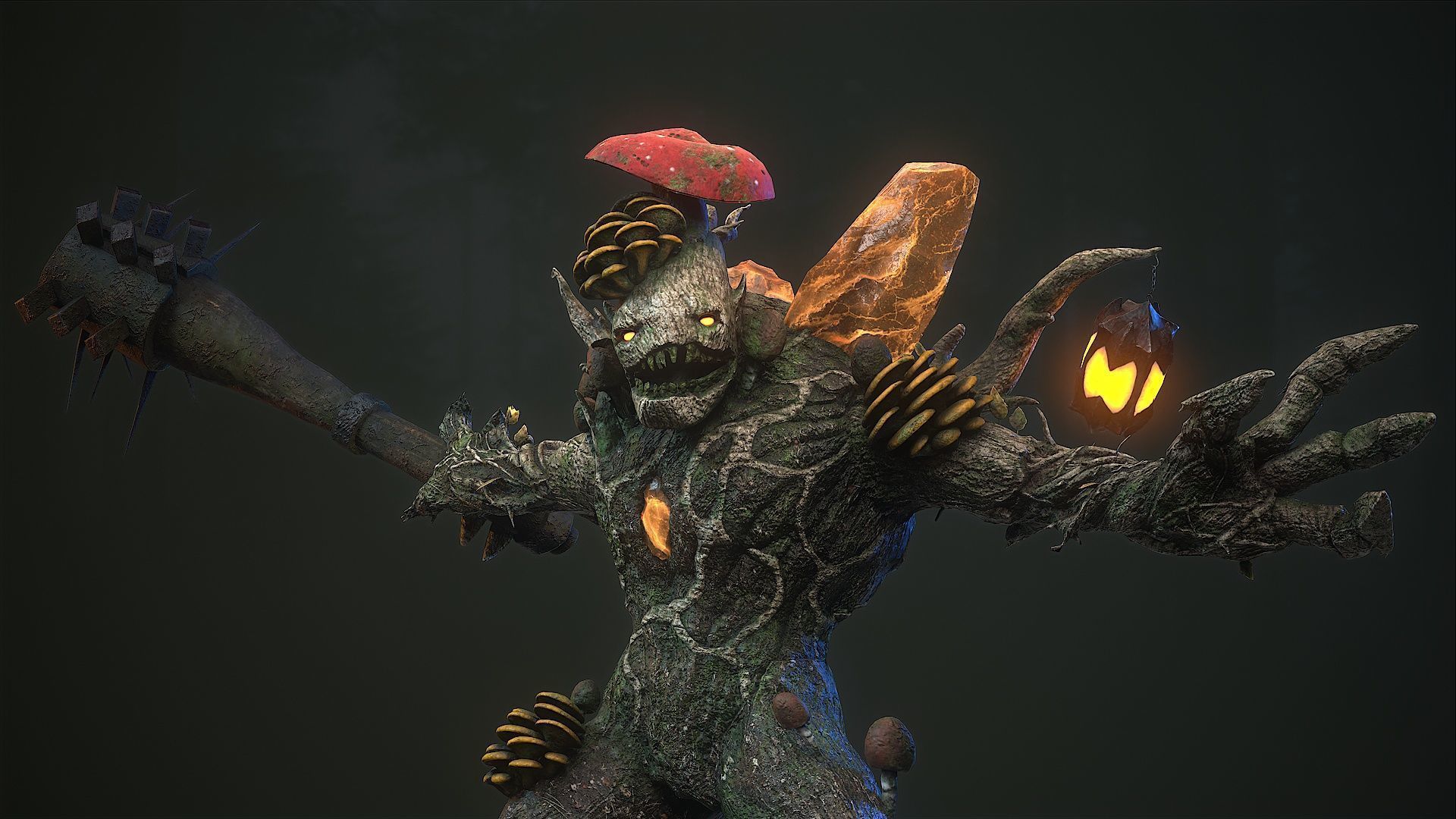 Mushroom monster 5 Low-poly 3D model_5