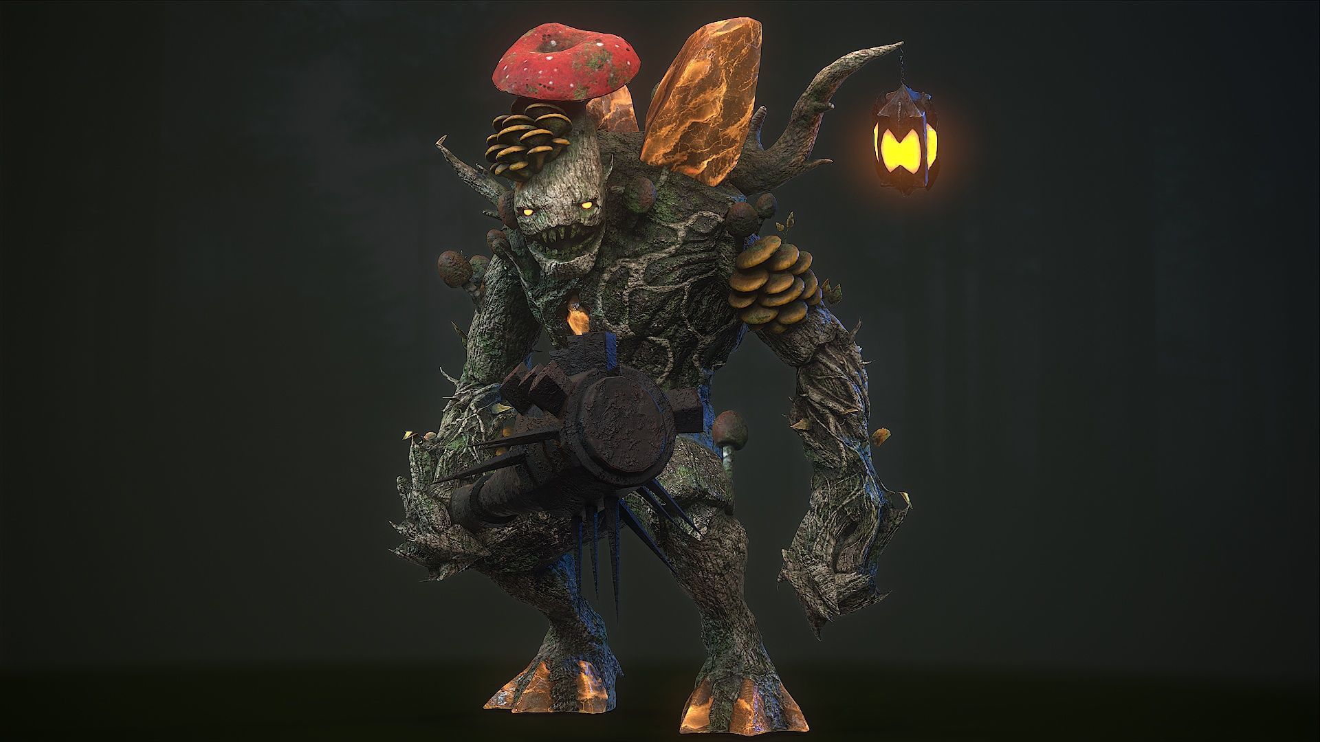 Mushroom monster 5 Low-poly 3D model_6