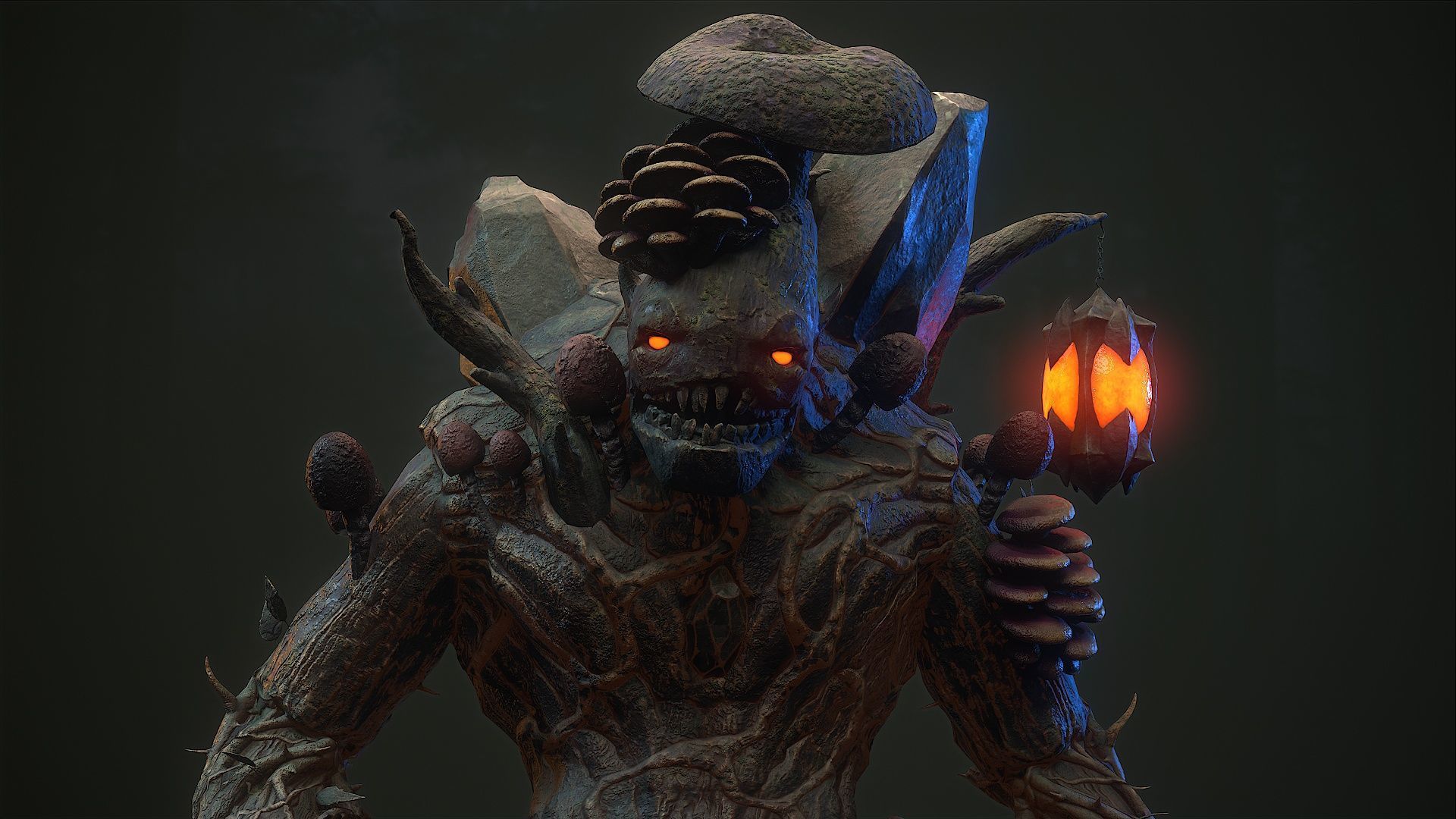 Mushroom monster 5 Low-poly 3D model_17