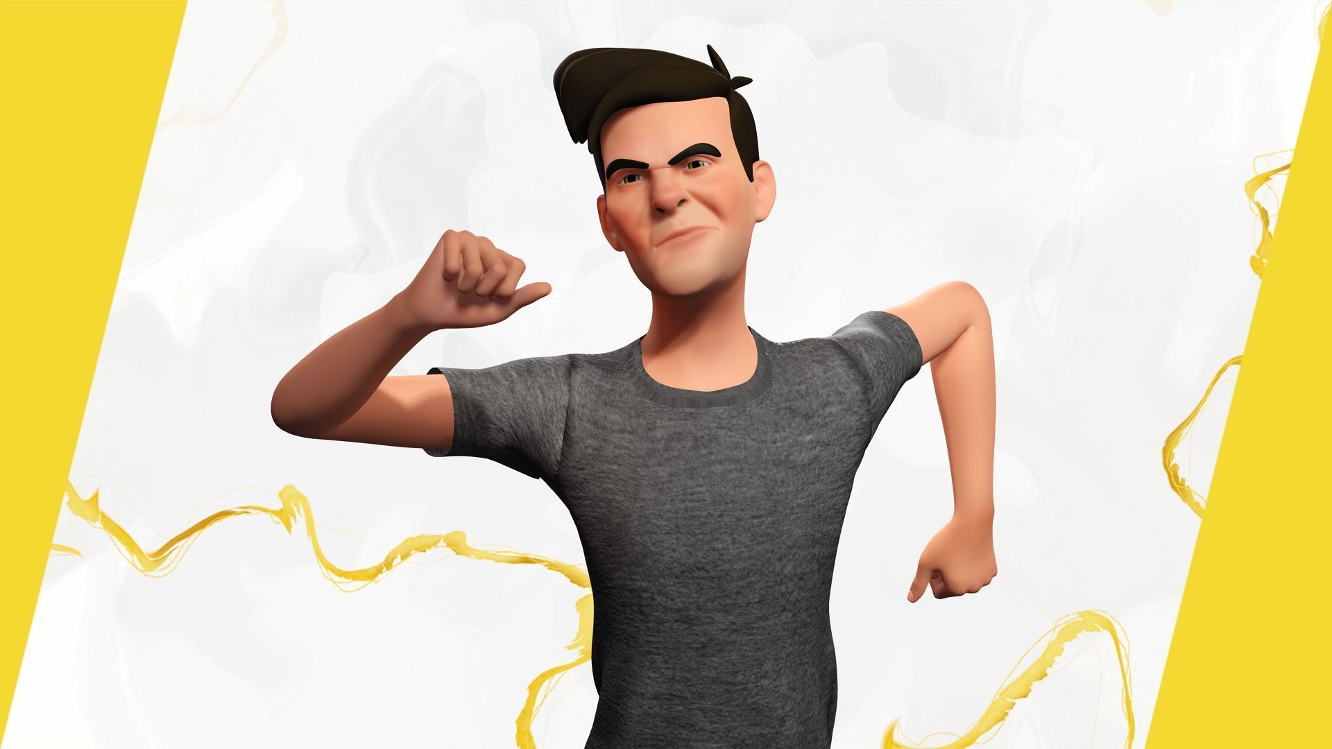 Casual character man in jeans Low-poly 3D model_7